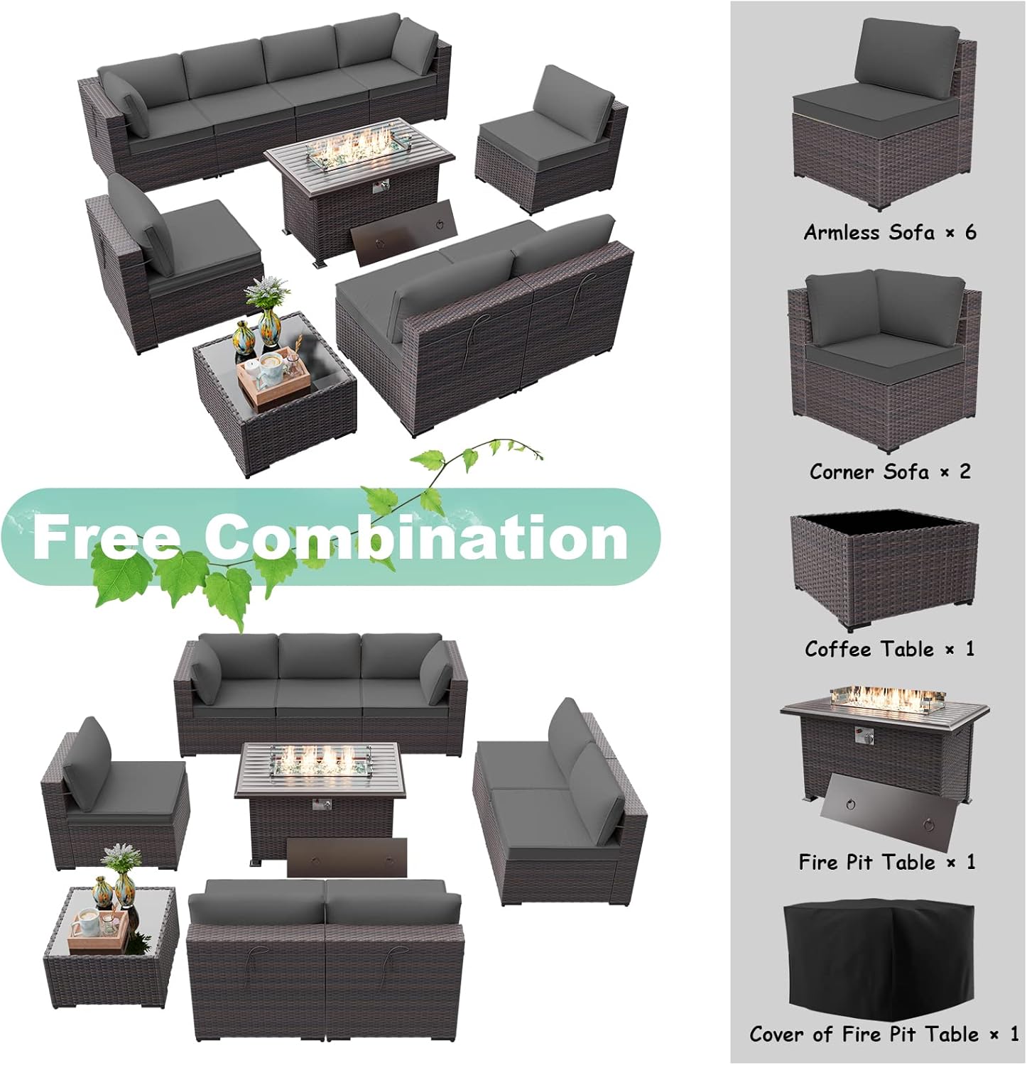 ALAULM LS-A2BC+1-GREY Patio-Conversation-Sets - View #6