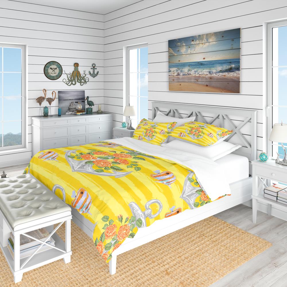 Designart BED18733-K 3 -Piece Yellow King Duvet cover Set