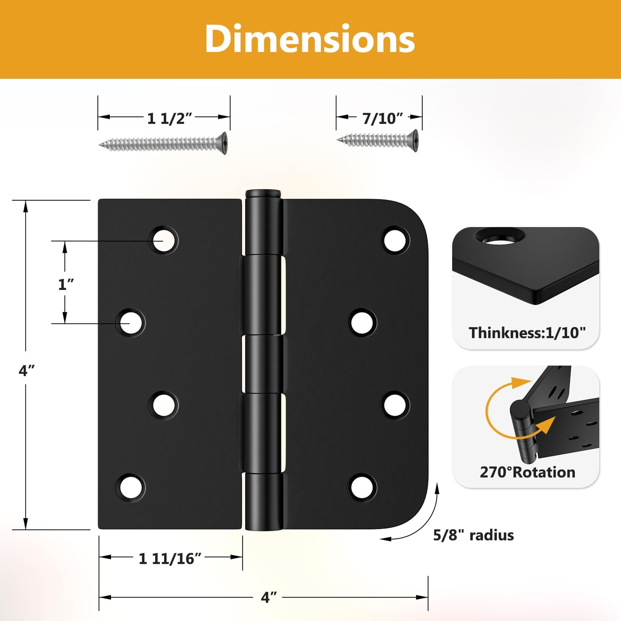 Numhew NHLYNN18208 Entry-Door-Hinges - View #2