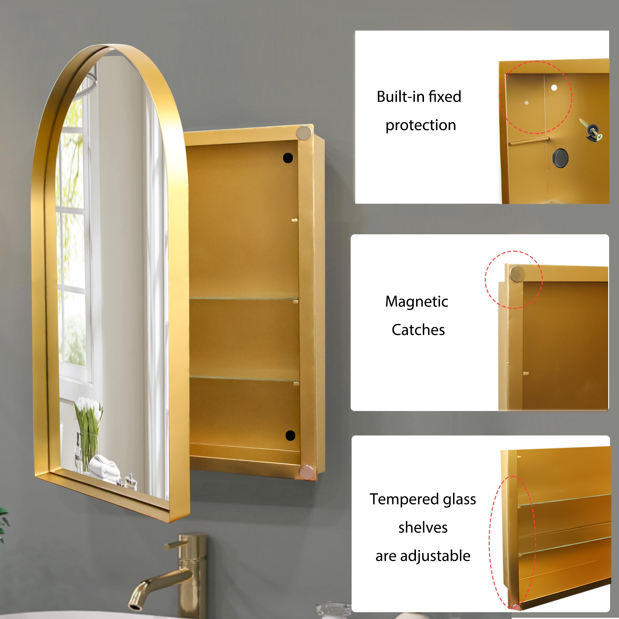 WELLFOR EX-SL2MC2430R Bathroom-Medicine-Cabinets - View #8