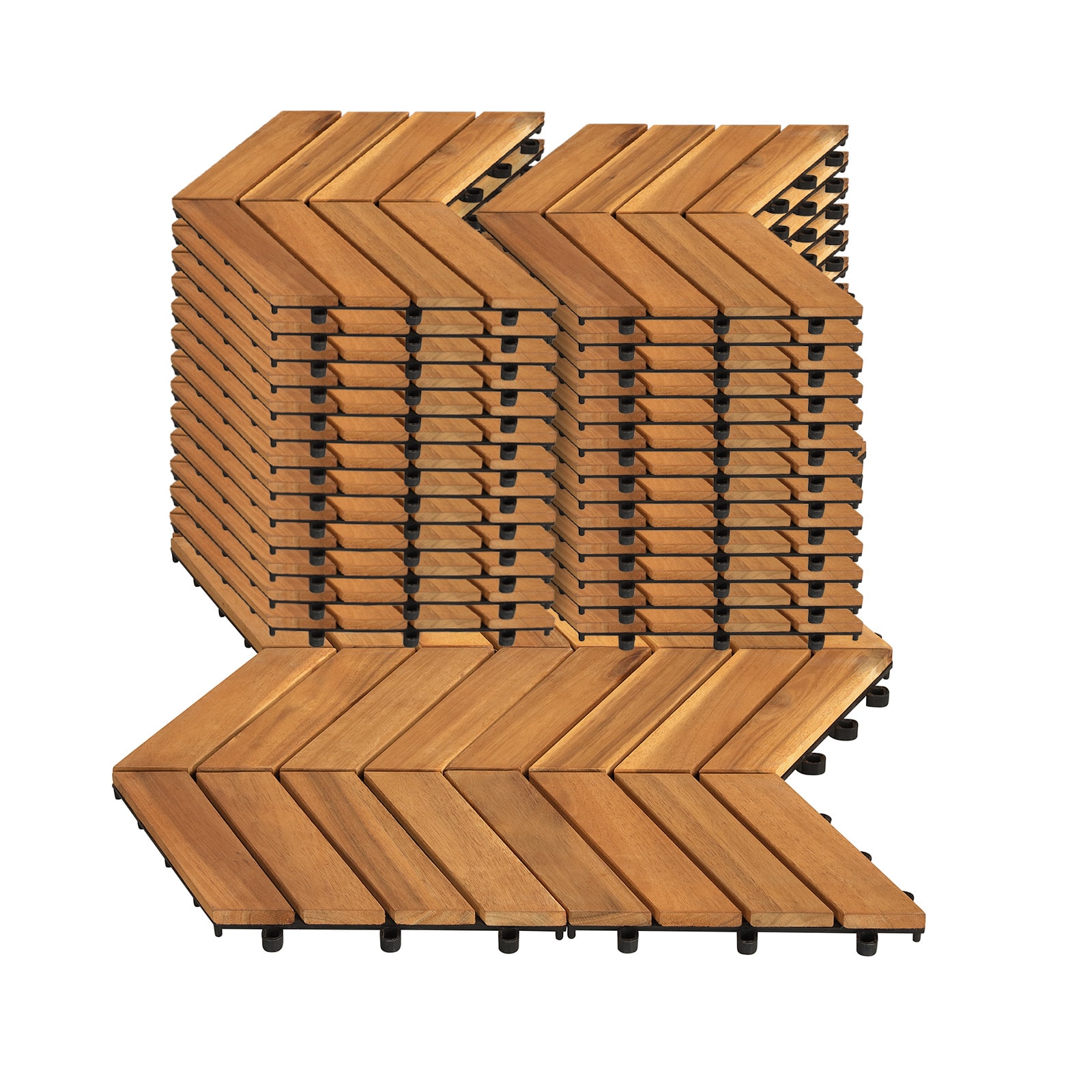 Costway  Acacia Wood Interlocking Deck Tiles 30 PCS Waterproof Flooring Tiles Natural