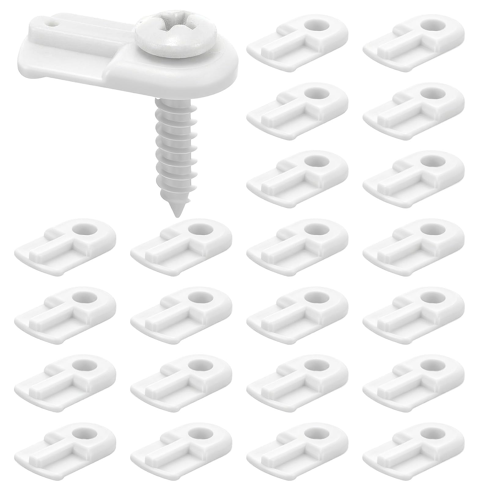Wudkey White 24 Pack 13/16 x 1/2 in Nylon Screen Retainer Clips with Screws