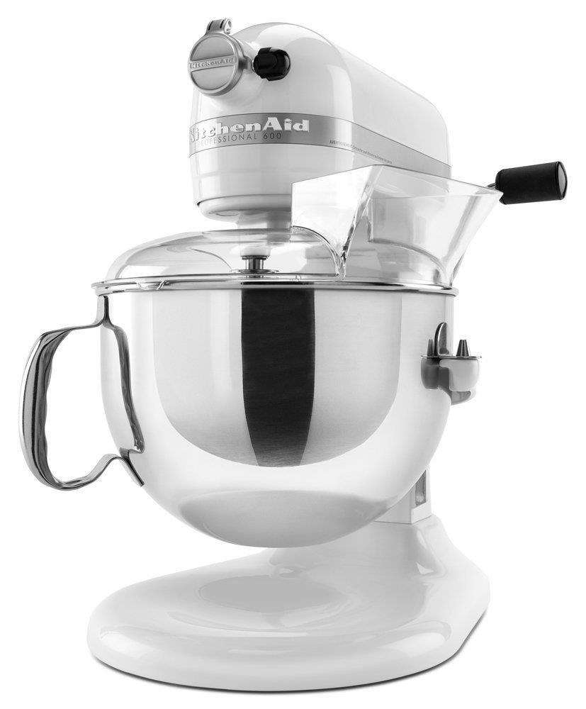 KitchenAid Professional 600 Series 6 Qt. 10-Speed White Stand Mixer with Flat  Beater, Wire Whip and Dough Hook Attachments KP26M1XWH - The Home Depot