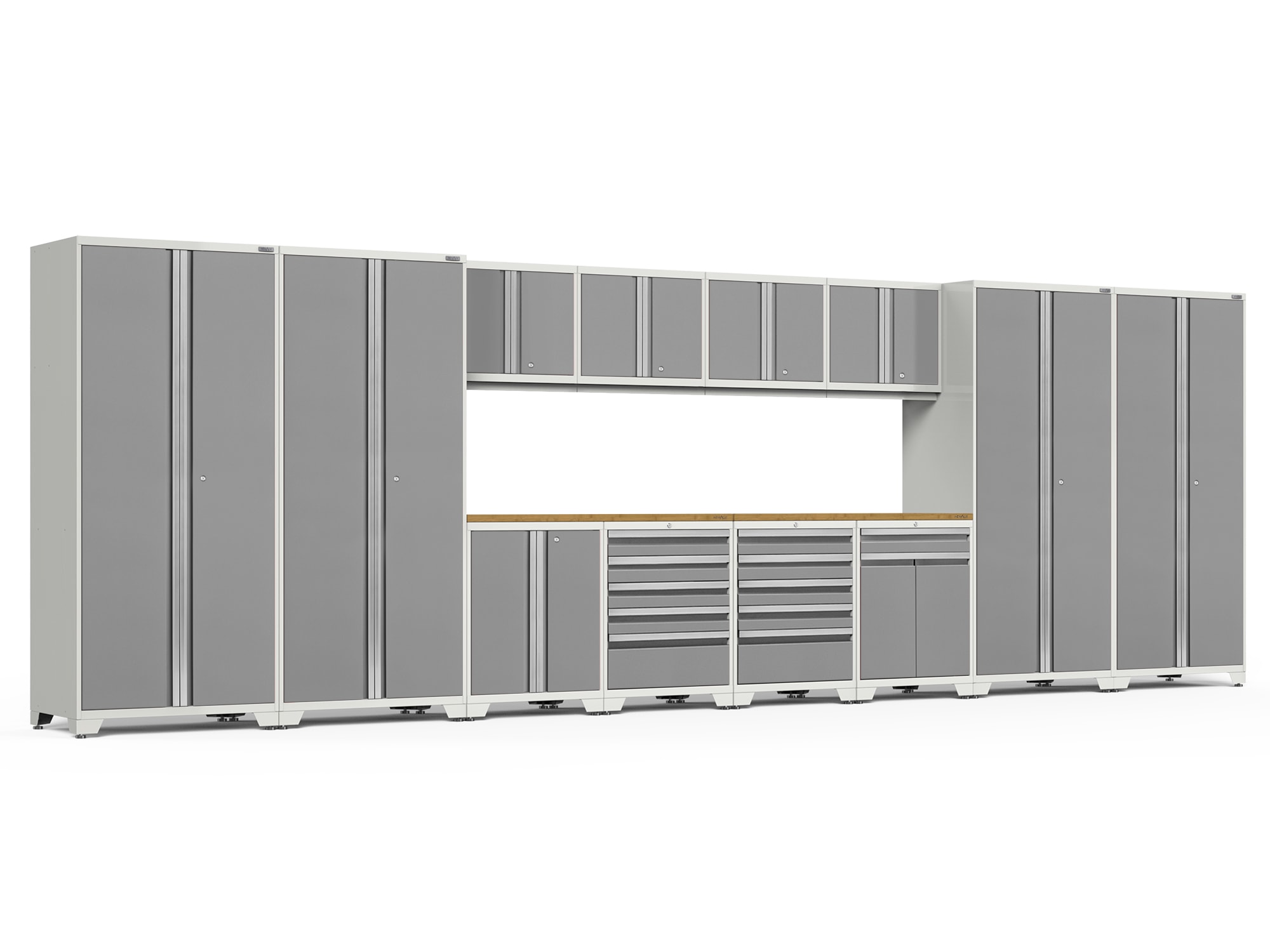 NewAge Products 52451 256.0-in W x 84.75-in H x 24.0-in D 12 -Cabinets Steel Platinum Garage Storage System