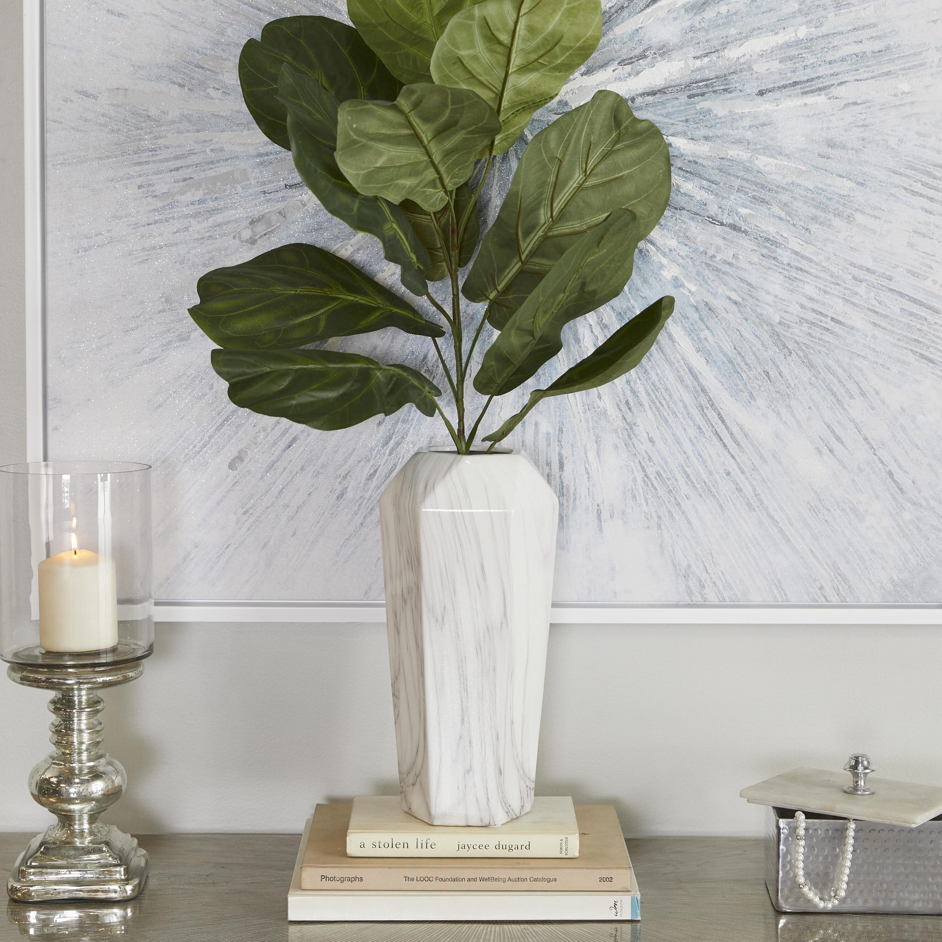 Grayson Lane 60770 White Stone Modern Vase