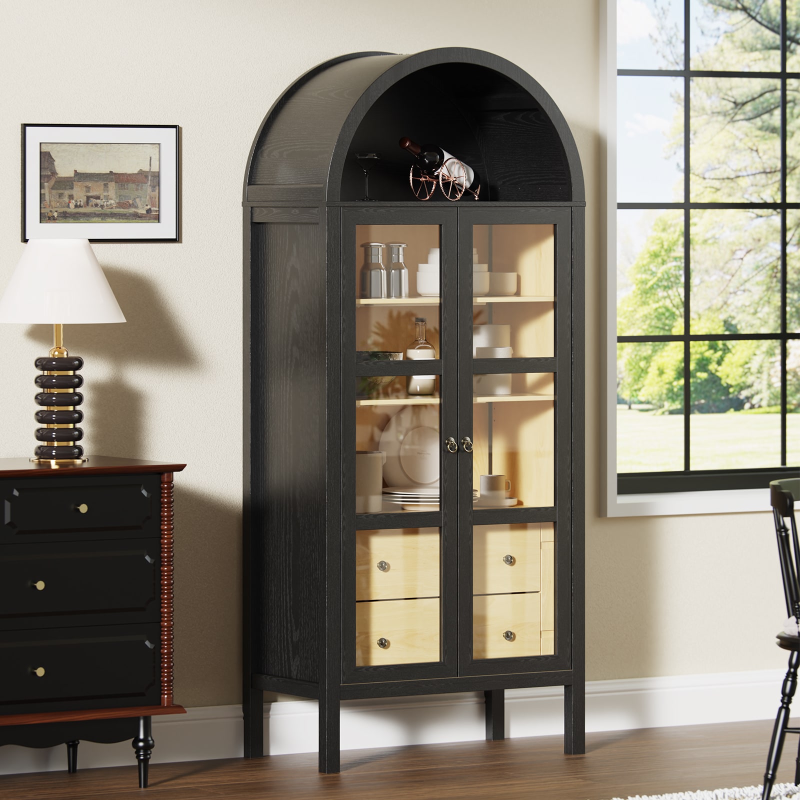 LOVMOR ARCHEDCABINET-BLACK Dining-Kitchen-Storarge - View #4