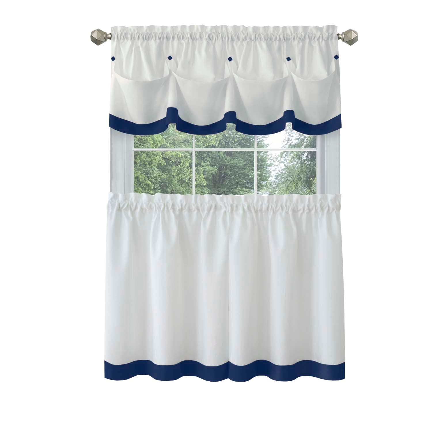 Achim LATV24NY12 Lana 24-Inches Navy Polyester Rod pocket Valance and tier set