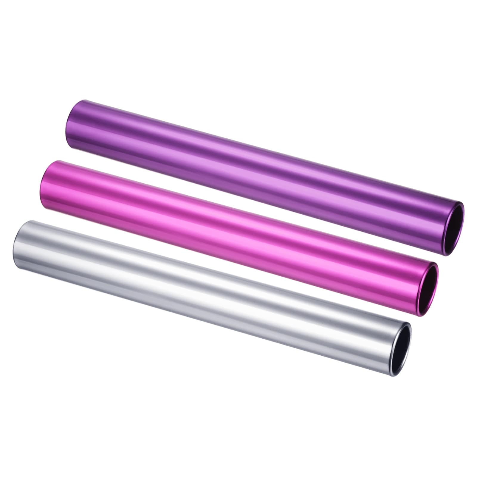 PATIKIL Relay Track Batons Set 3pcs Aluminum Alloy Tube Field Running Race Stick for Outdoor Athletics Sport Game Tool (Pink Purple Silver)