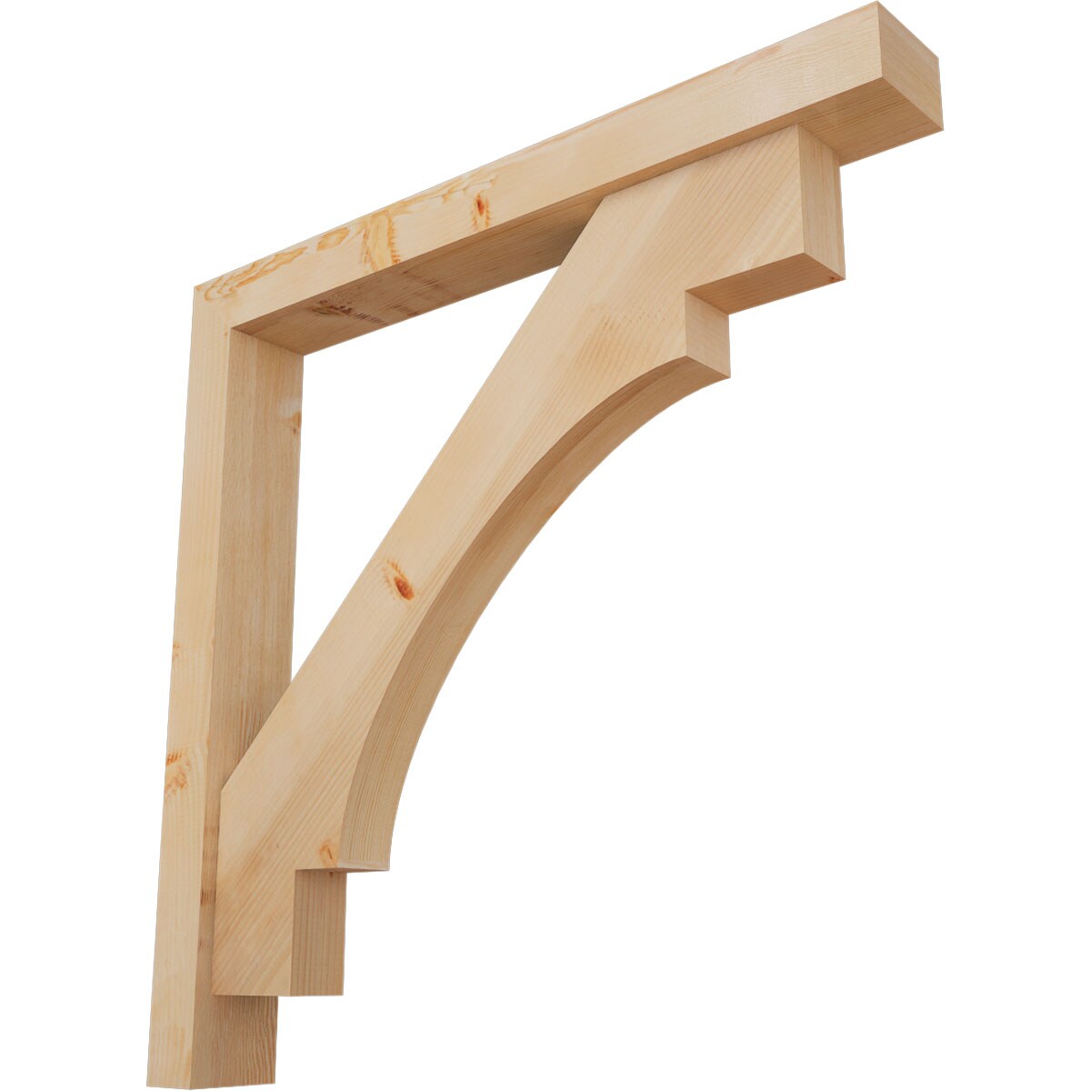 Ekena Millwork 1463362 Merced Block Smooth Bracket with Offset Brace 5-1/2-in x 44-in x 44-in Douglas fir Brown Wood Standard bracket