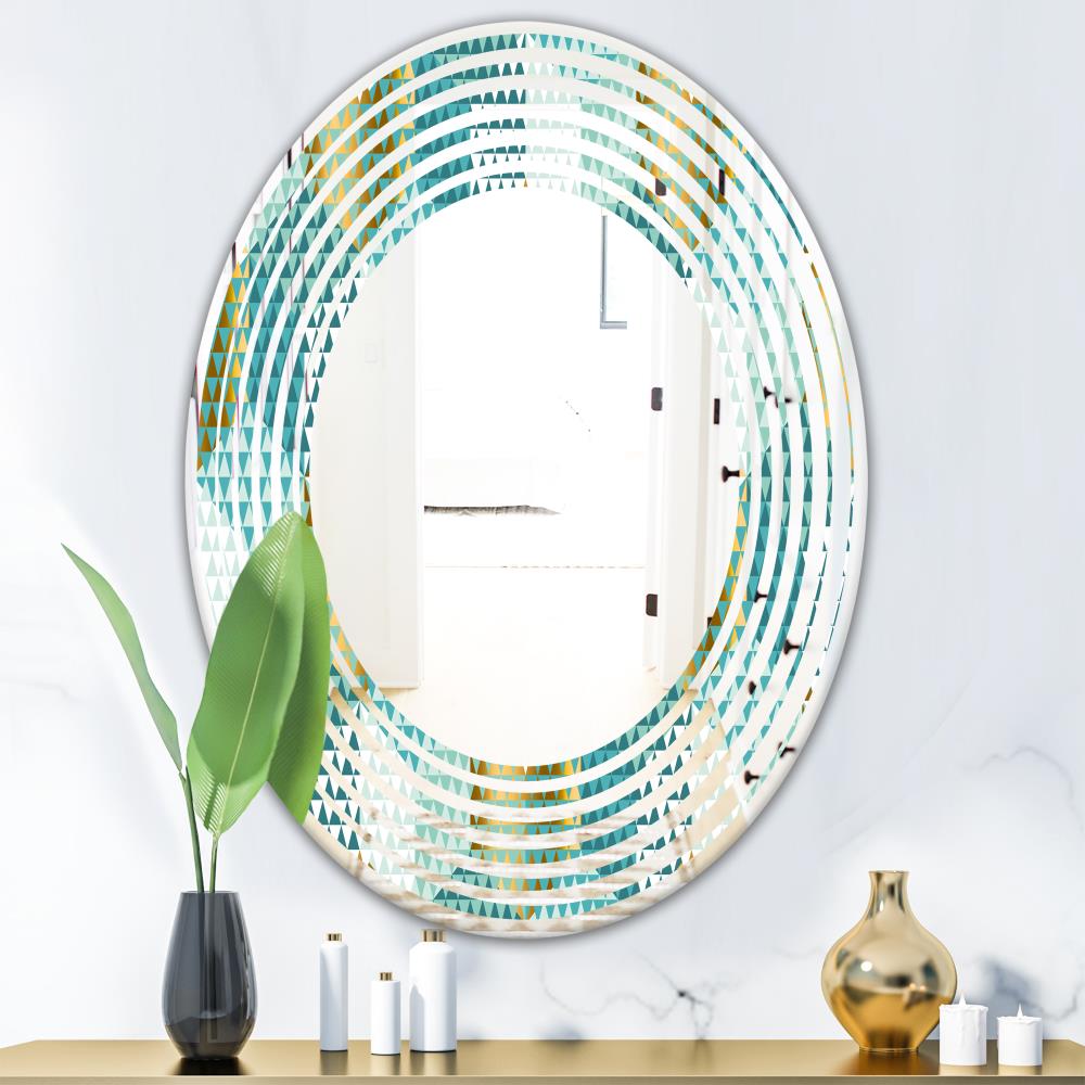 Designart Designart Mirrors 31.5-in W x 31.5-in H Oval Multi-color ...