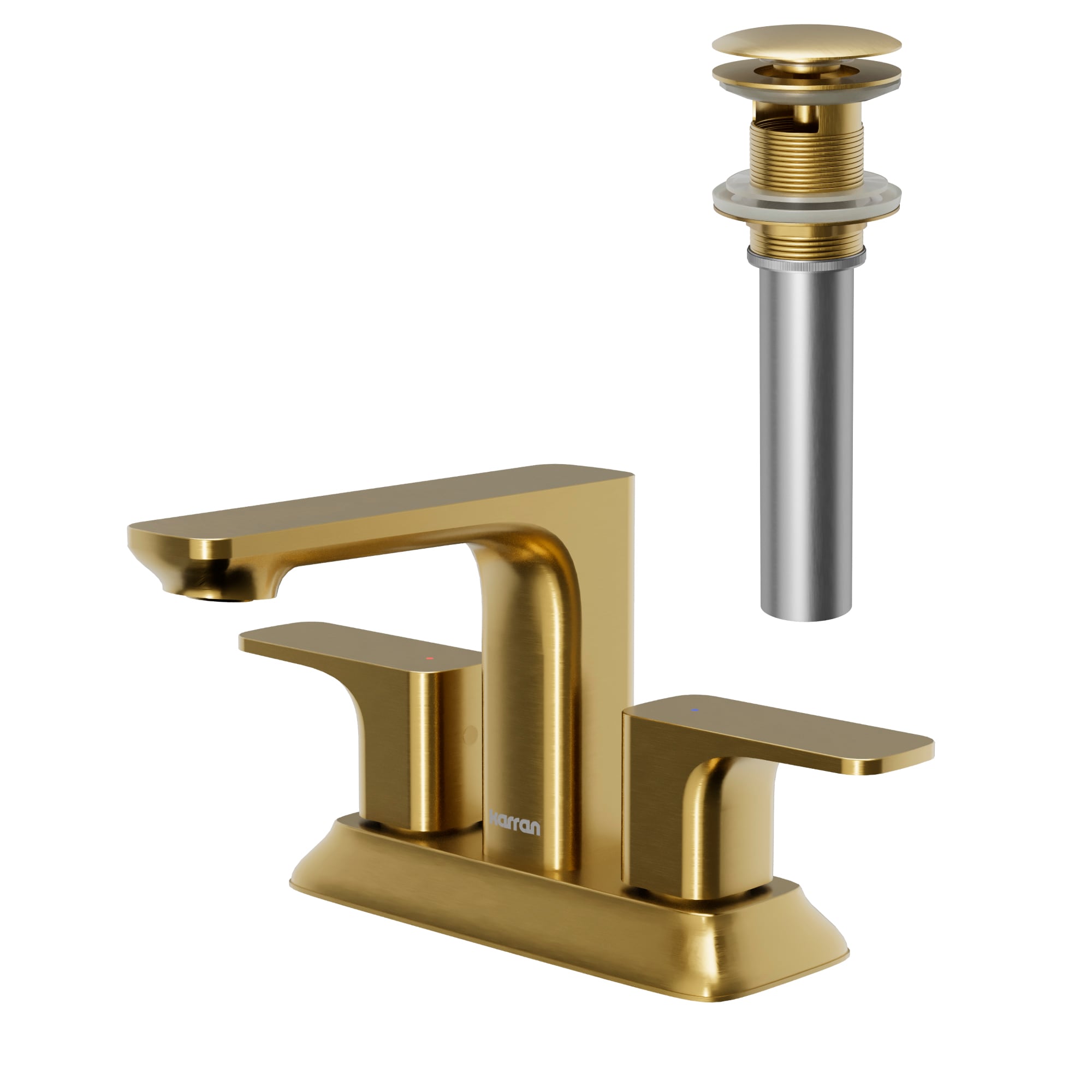 Karran KBF516BG Venda Brushed Gold 4-in centerset 2-handle WaterSense Low-arc Residential Handle Bathroom Sink Faucet with Drain