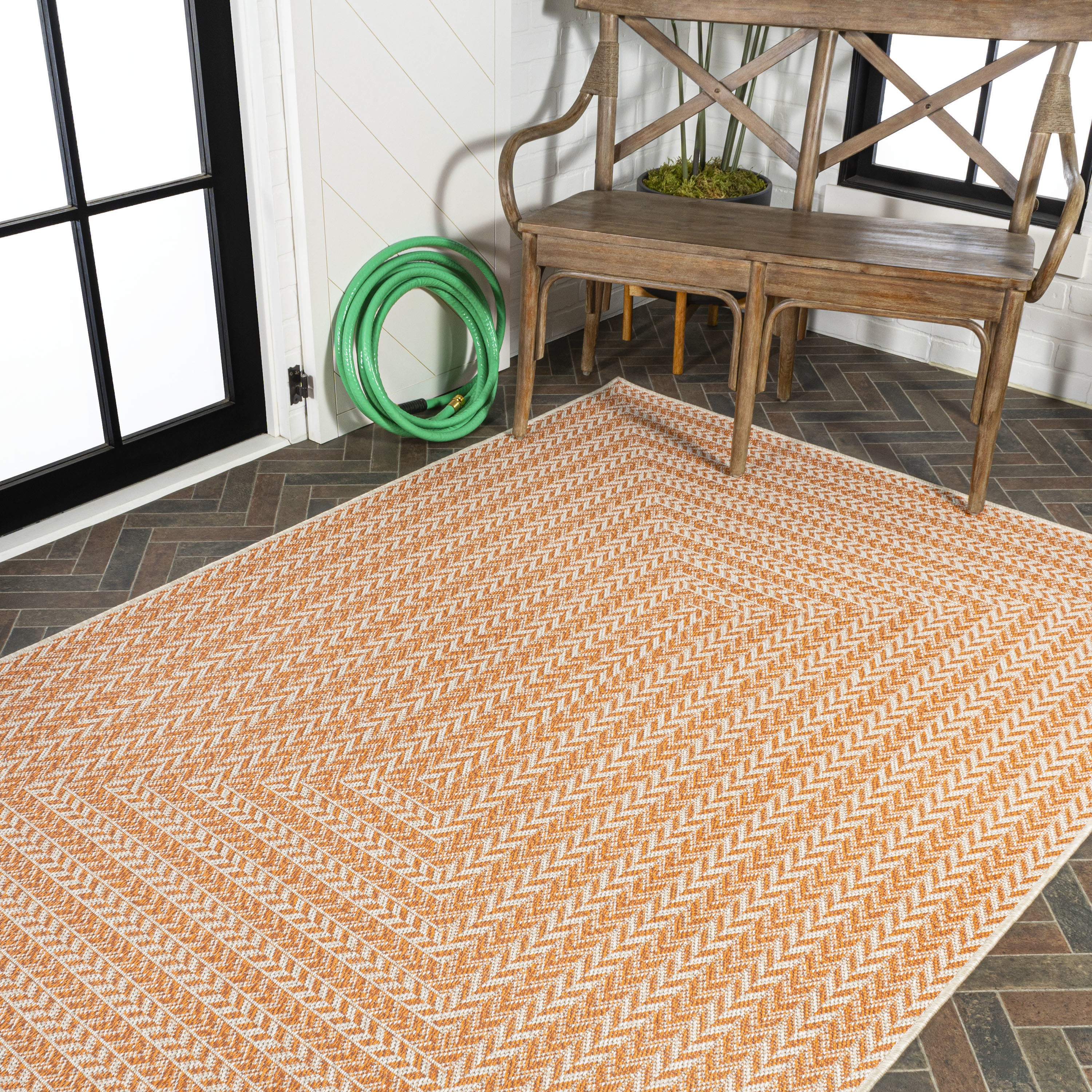 4' X 6' Chevron Modern Concentric Squares Indoor/outdoor Area Rug