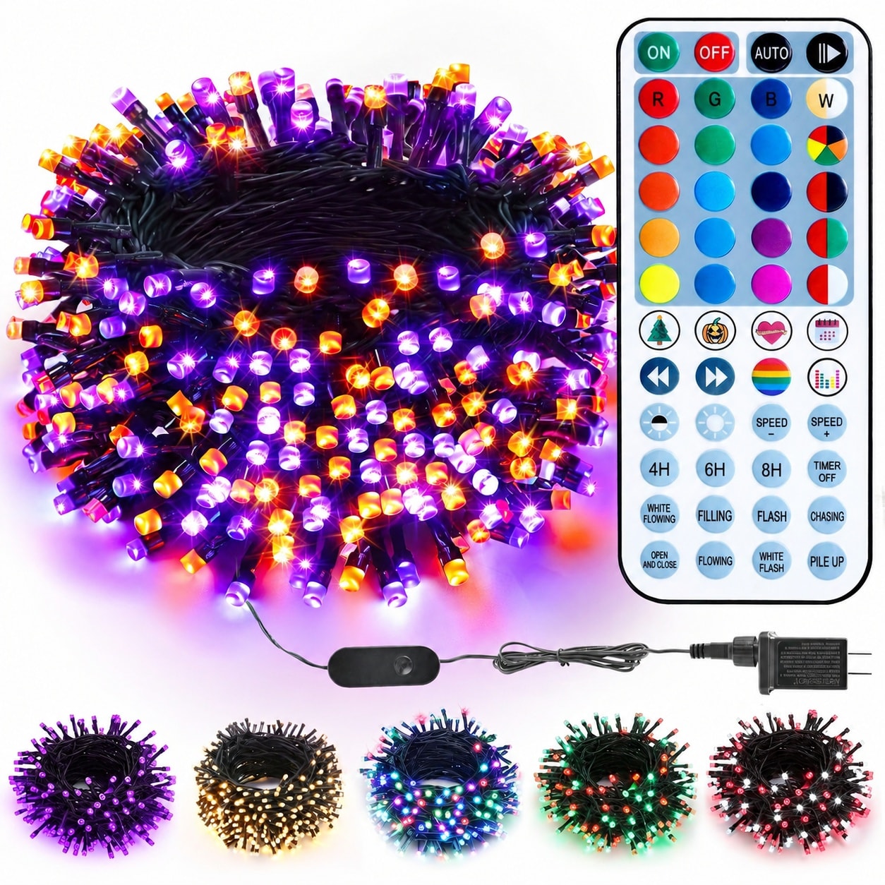 LAIFUCAM  RGB Warm White Christmas Lights 98.5FT 300 LED Color Changing Mardi Gras String Lights with Remote Dimmable Twinkle Mini Fairy Light