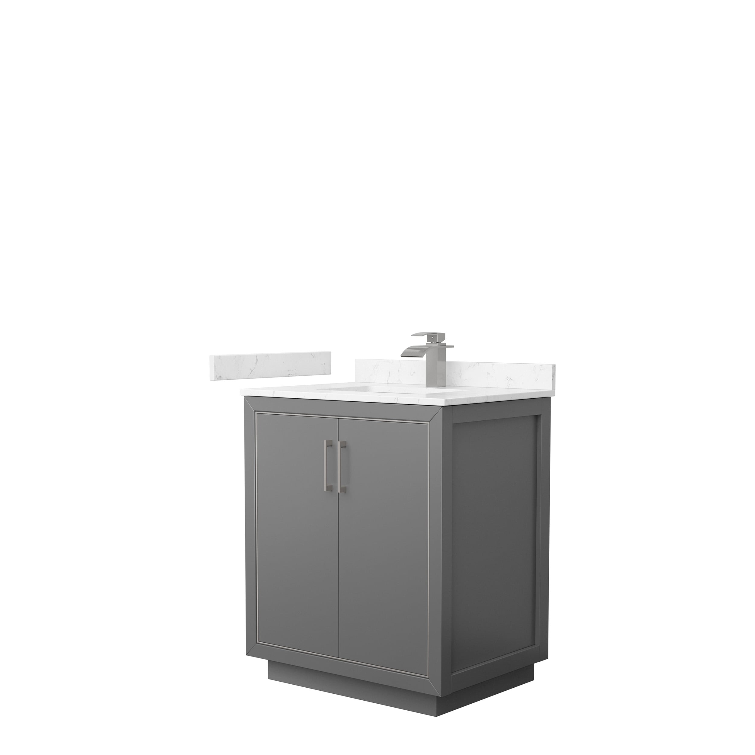 Wyndham Collection WCF111130SKGC2UNSMXX Icon 30-in Dark Gray with Brushed Nickel Trim Undermount Single sink Bathroom Vanity with Carrara cultured marble Cultured marble Top