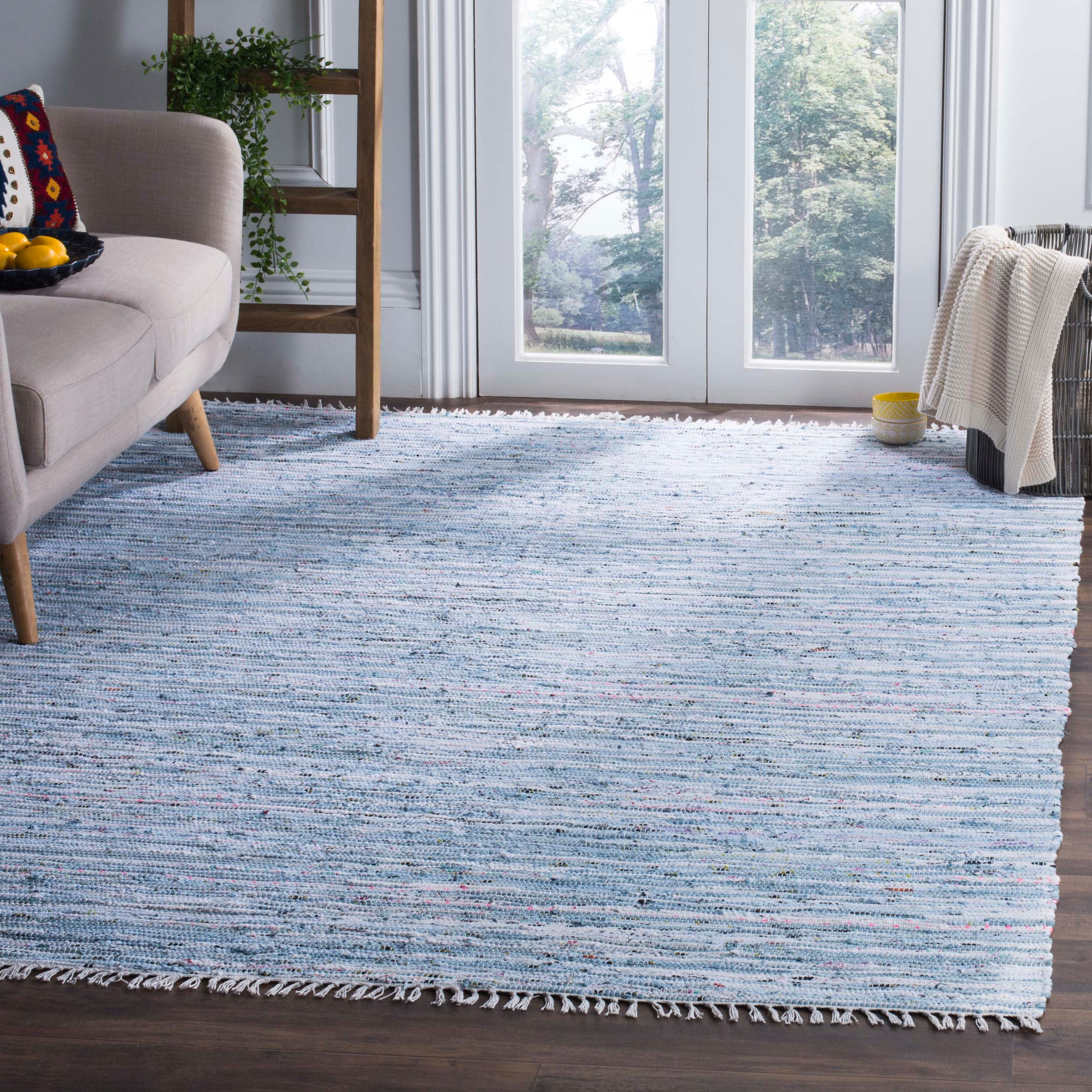 Rag Rug 125A Lt. Blue Multi 6in x 9in Rug