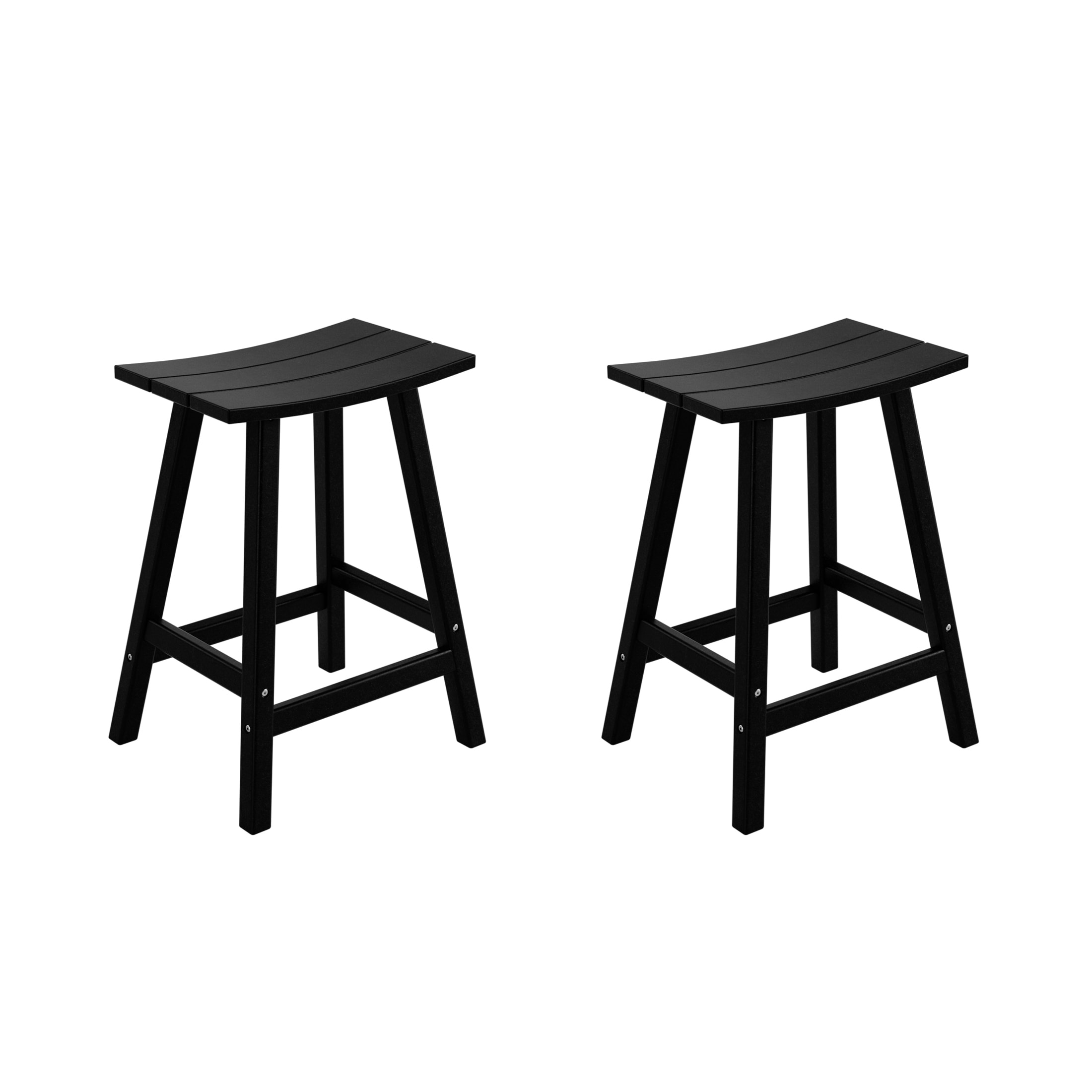 Westin Furniture OP7002-24-BK2 Laguna Set of 2 Black HDPE Frame Stationary Bar Stool Chair with Slat Seat