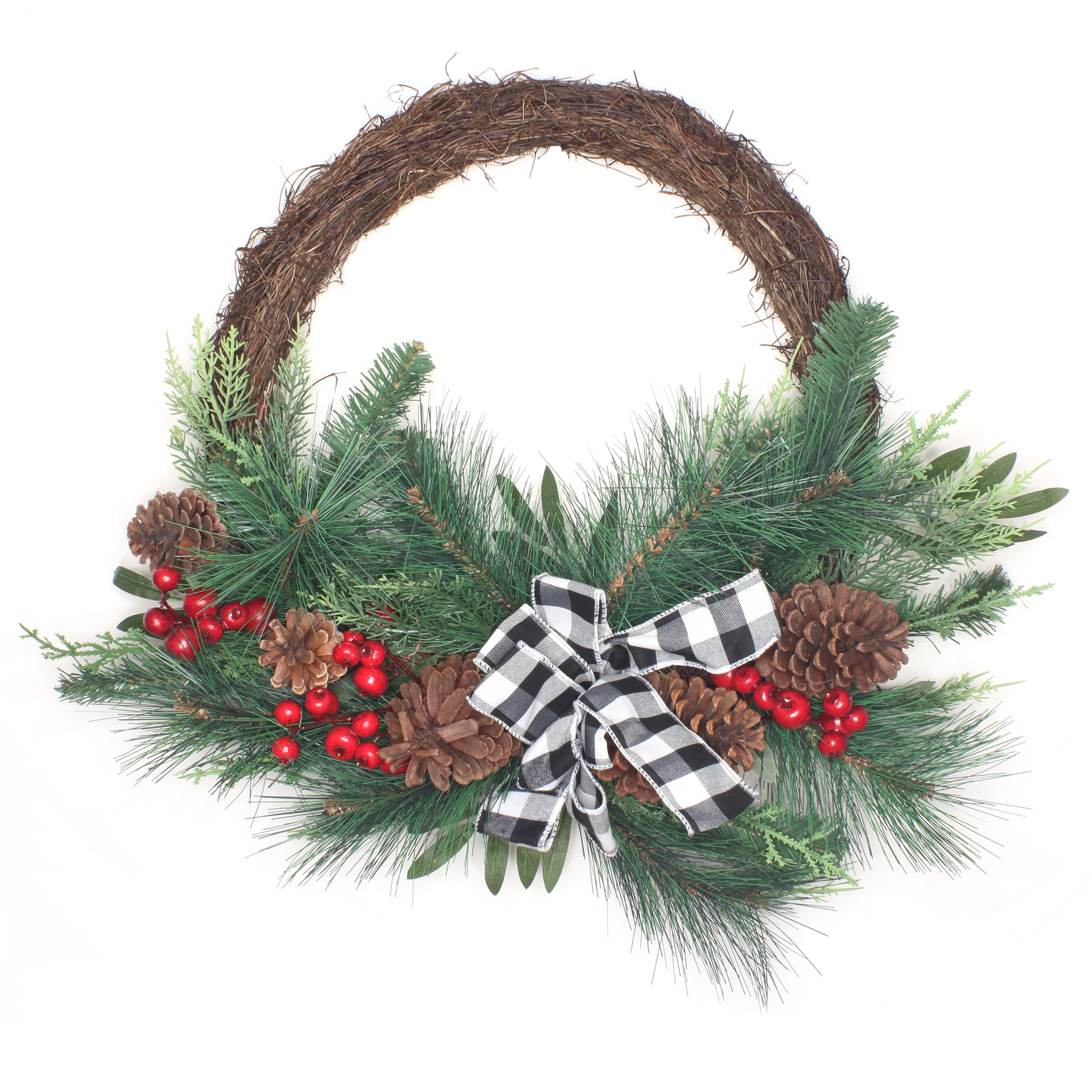 National Tree Company 24-in Indoor/Outdoor Green Mixed Pine Artificial  Christmas Wreath in the Artificial Christmas Wreaths department at