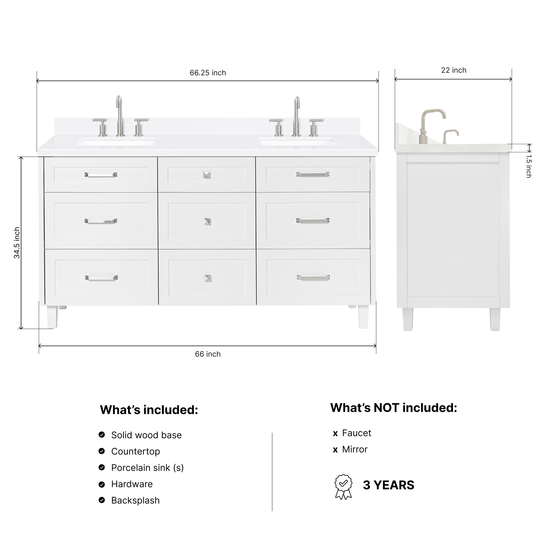 ARIEL B66DCQRVOWHT Bath-Vanity-Combo - View #4
