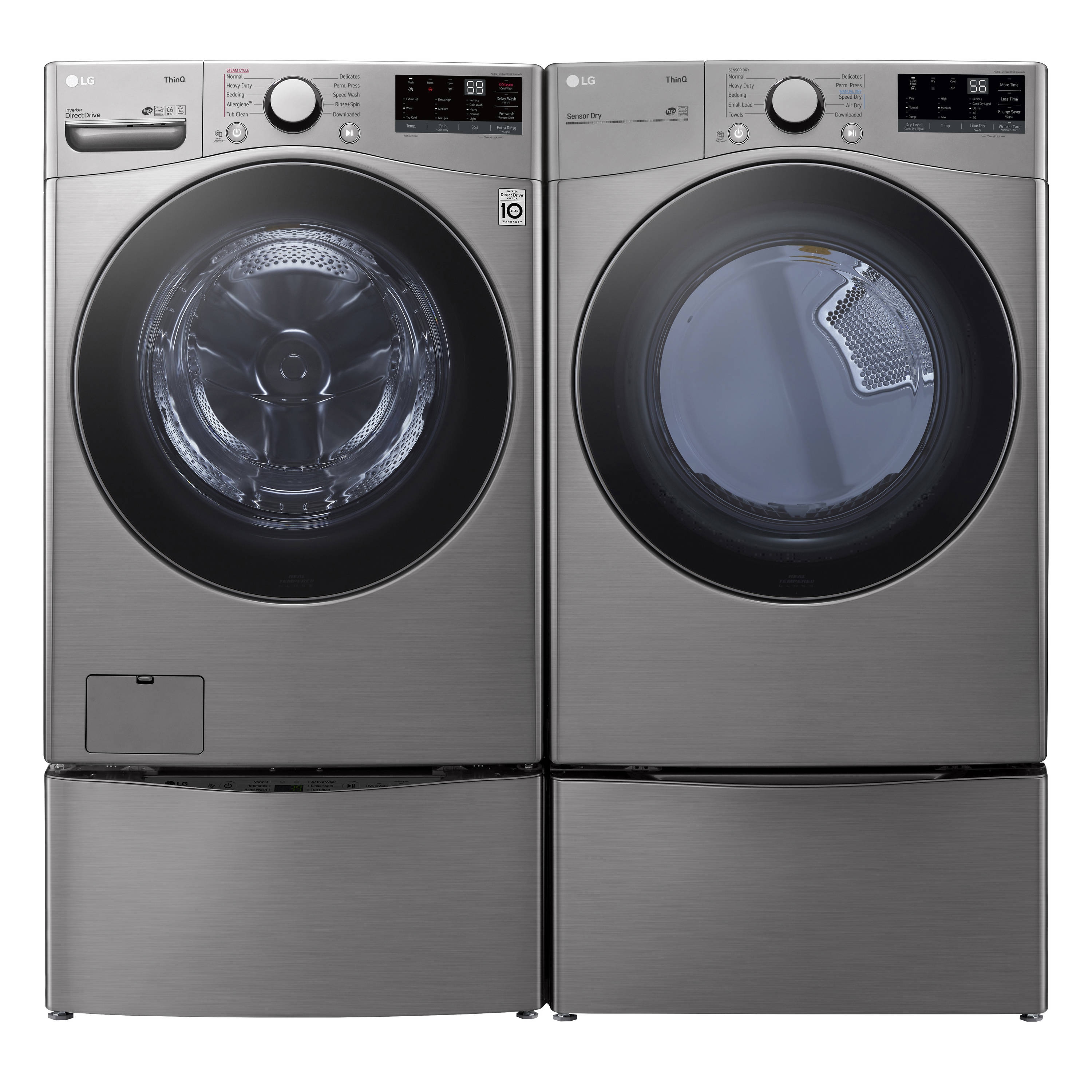 LG 4.5 Cu. Ft. High-Efficiency Stackable Smart Front Load Washer with Steam  and 6Motion Technology Graphite Steel WM3700HVA - Best Buy