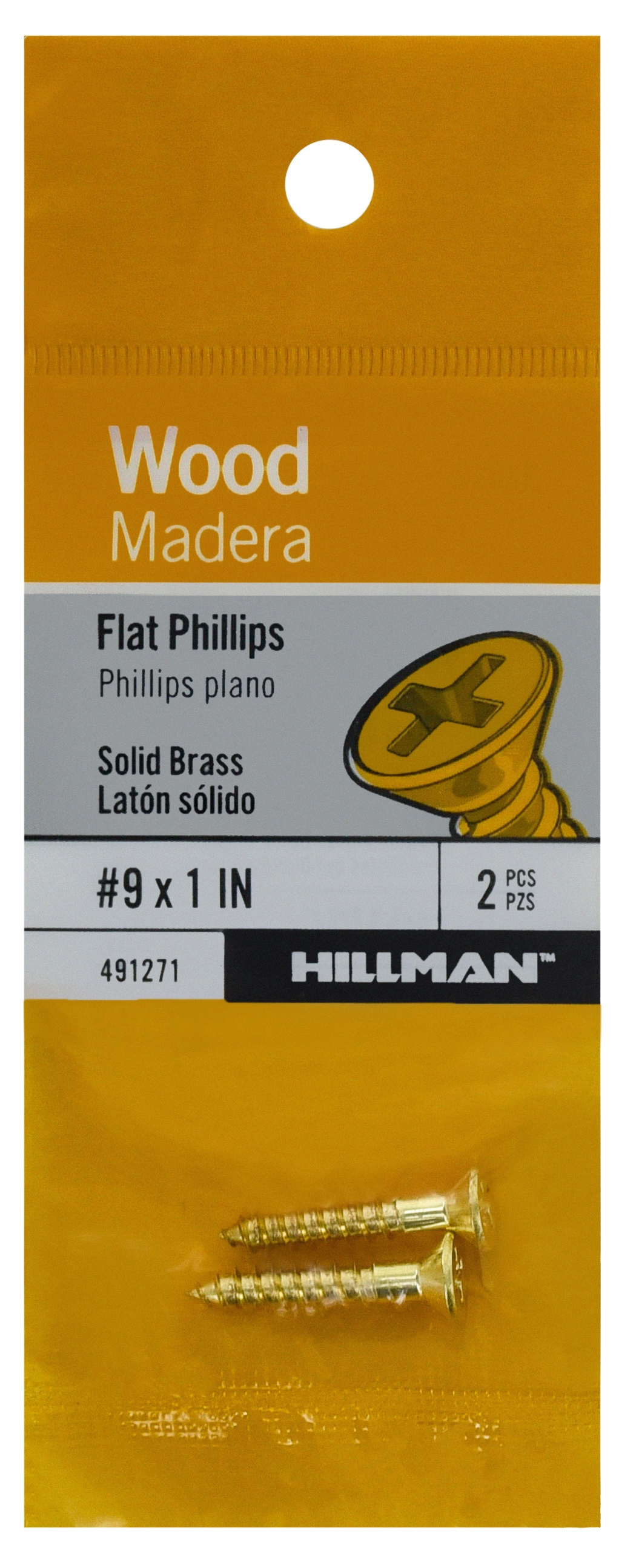 Hillman 491271 #9 x 1-in Brass Interior Wood screws ( 2 -Per Box )