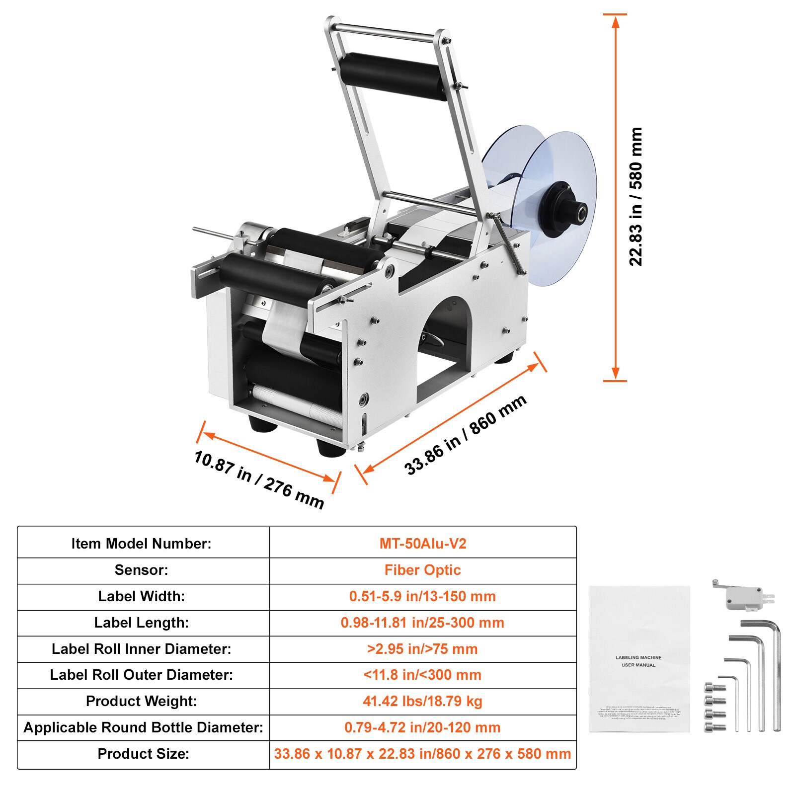 Mecale Semi-Automatic Round Bottle Labeling Machine 20 to 50 Bottles ...