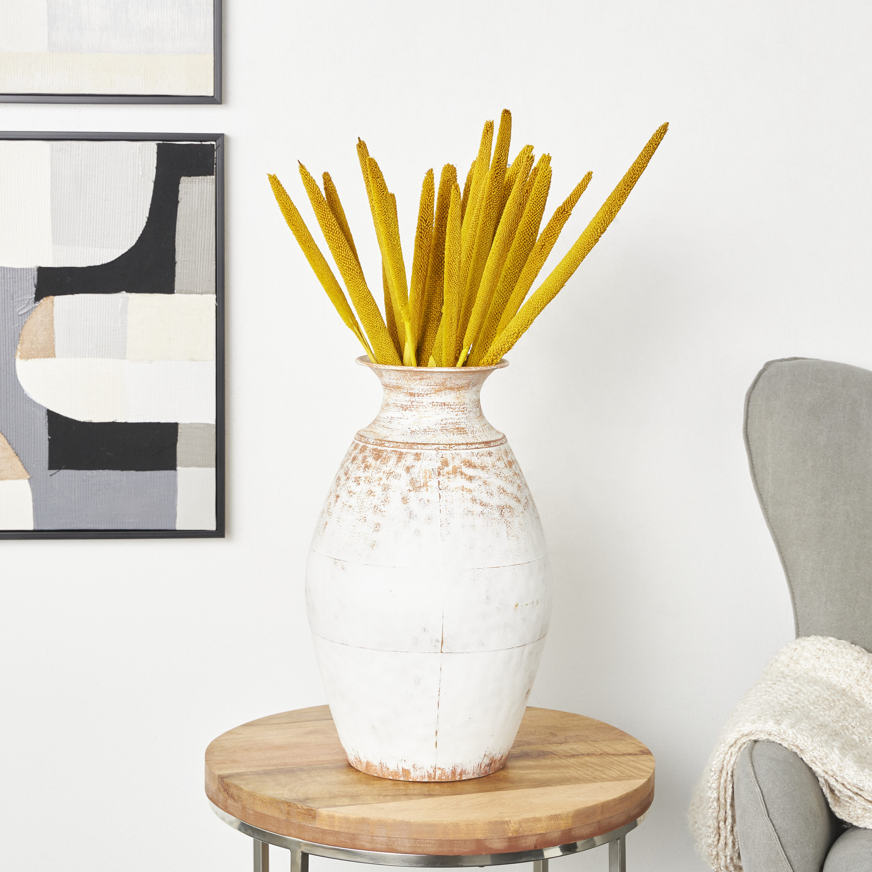 Grayson Lane 12572 20-Inches Yellow with Long Stems Indoor Desktop Pampas Grass Artificial branch/stem