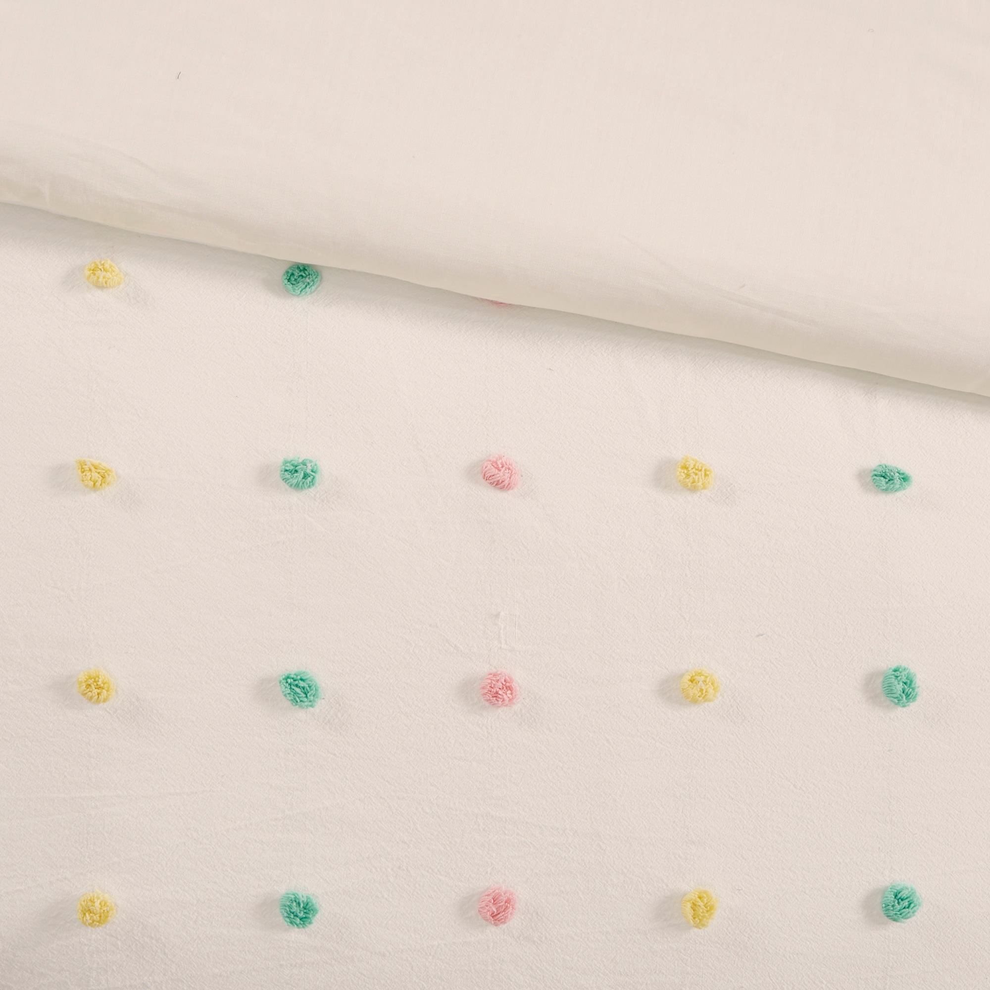 Full Multicolor Cotton Jacquard Pom Pom Comforter Set
