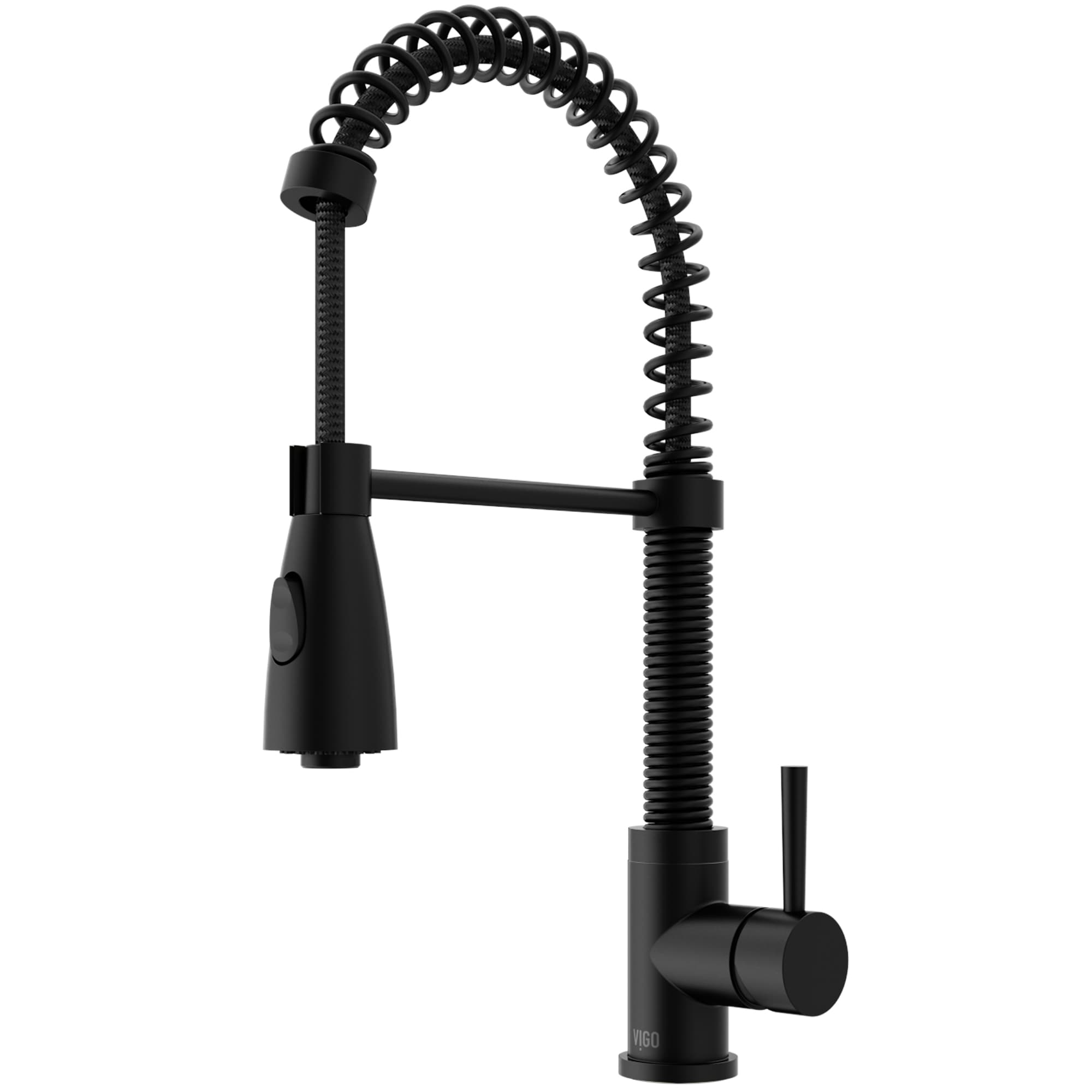 VIGO Brant Matte black Single Handle Deck-mount Pull-down Kitchen Faucet with Sprayer #VG02003MB