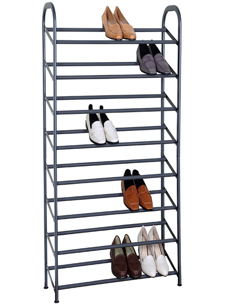 Smoke Gray mDesign Plastic Shoe Rack Holder 6 Storage Shelf 