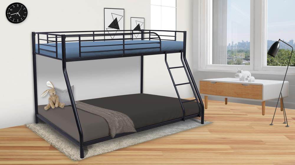 Casainc Black Twin Over Full Bunk Bed, Albert Bunk Bed
