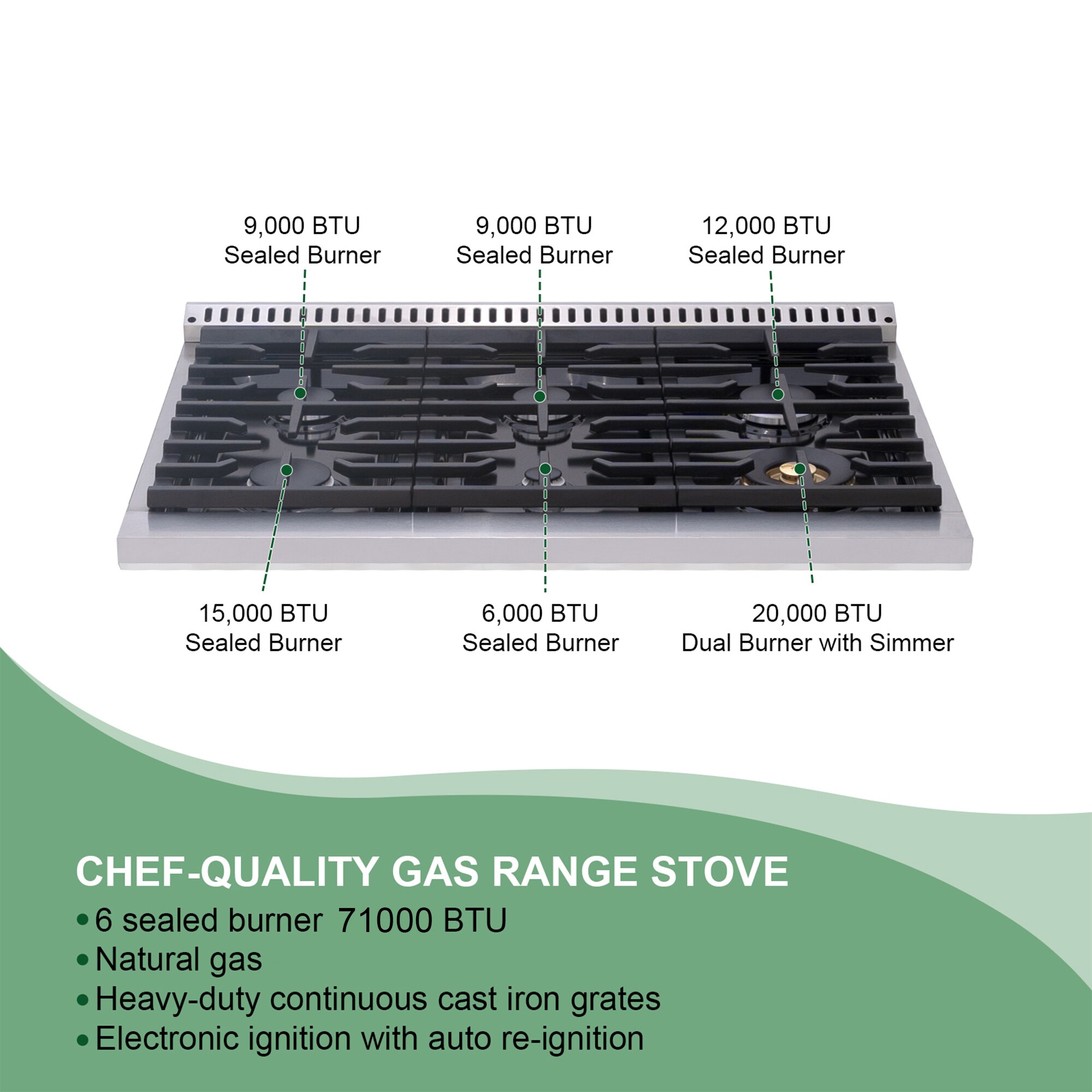 Akicon AK-JK36A1-BG Freestanding-Gas-Ranges - View #6