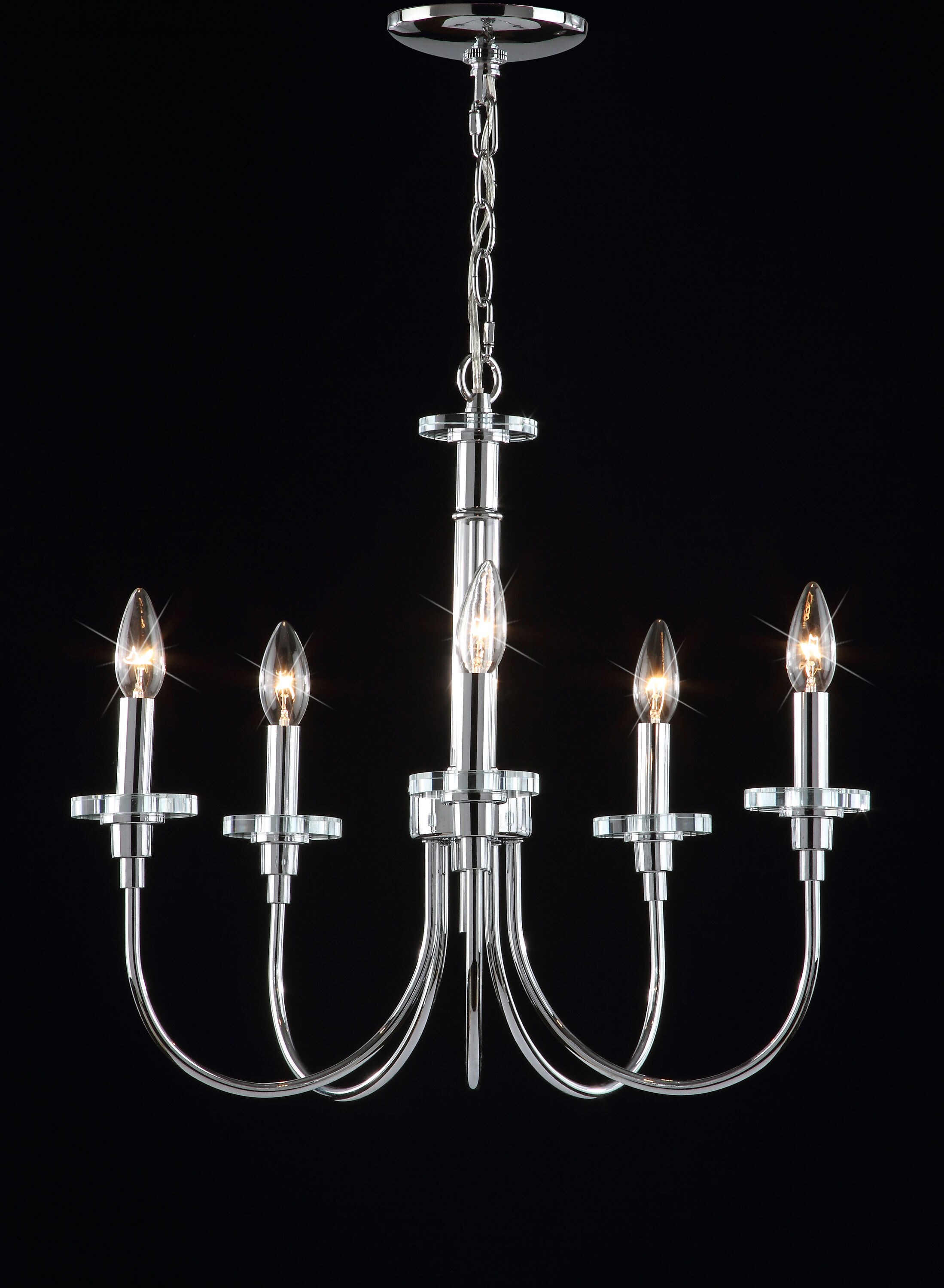 Sharon Chrome and Clear 5-Light Adjustable Chandelier