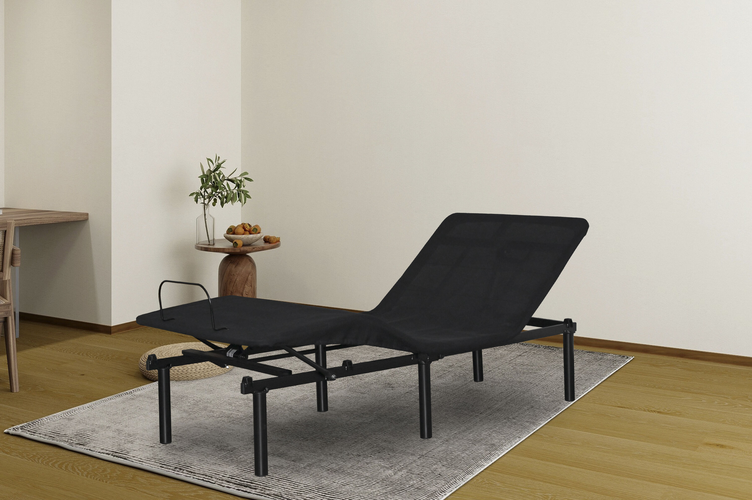 Siavonce Antique Black Twin Extra Long Metal Adjustable Bed in the Beds