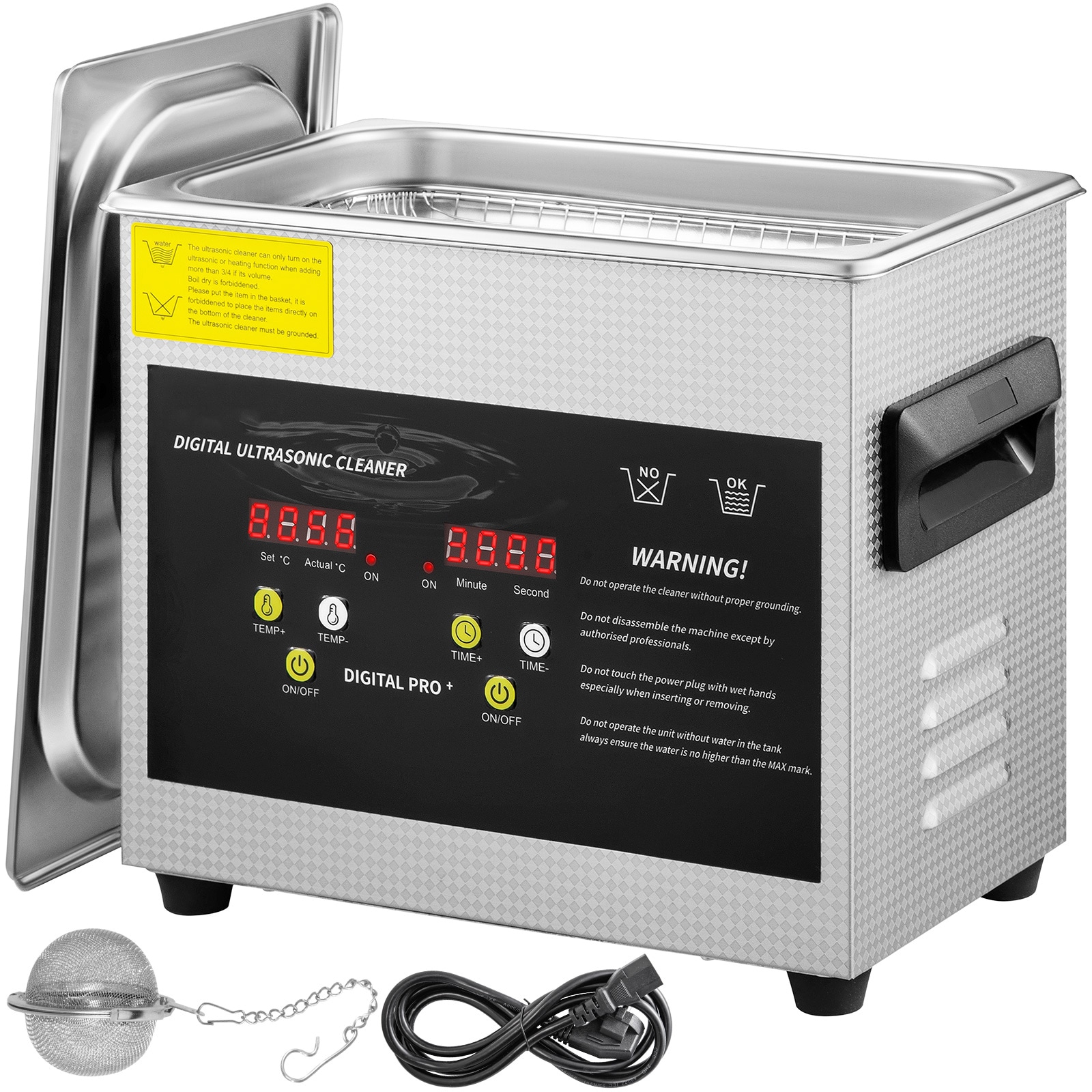 VEVOR SCQXJ3LCSB-202873V1 3L Upgraded Ultrasonic Cleaner (200W Heater 120W Ultrasonic) Professional Digital Lab Ultrasonic Parts Cleaner with Heater Timer for Jewelry Glasses Parts Cleaning