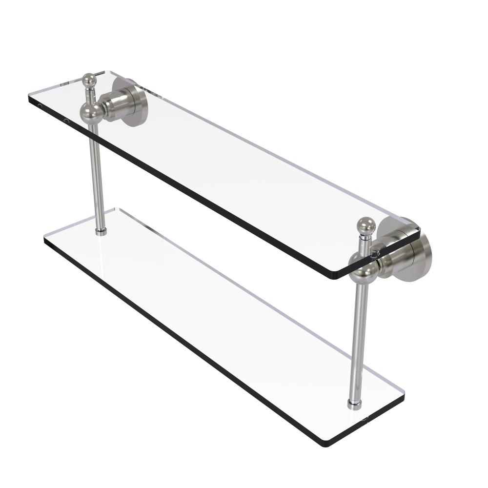 Allied Brass AP-2/22-SN Astor Place Satin Nickel 2-Tier Wall Mount Bathroom Shelf (22-in X 8-in X 5-in)