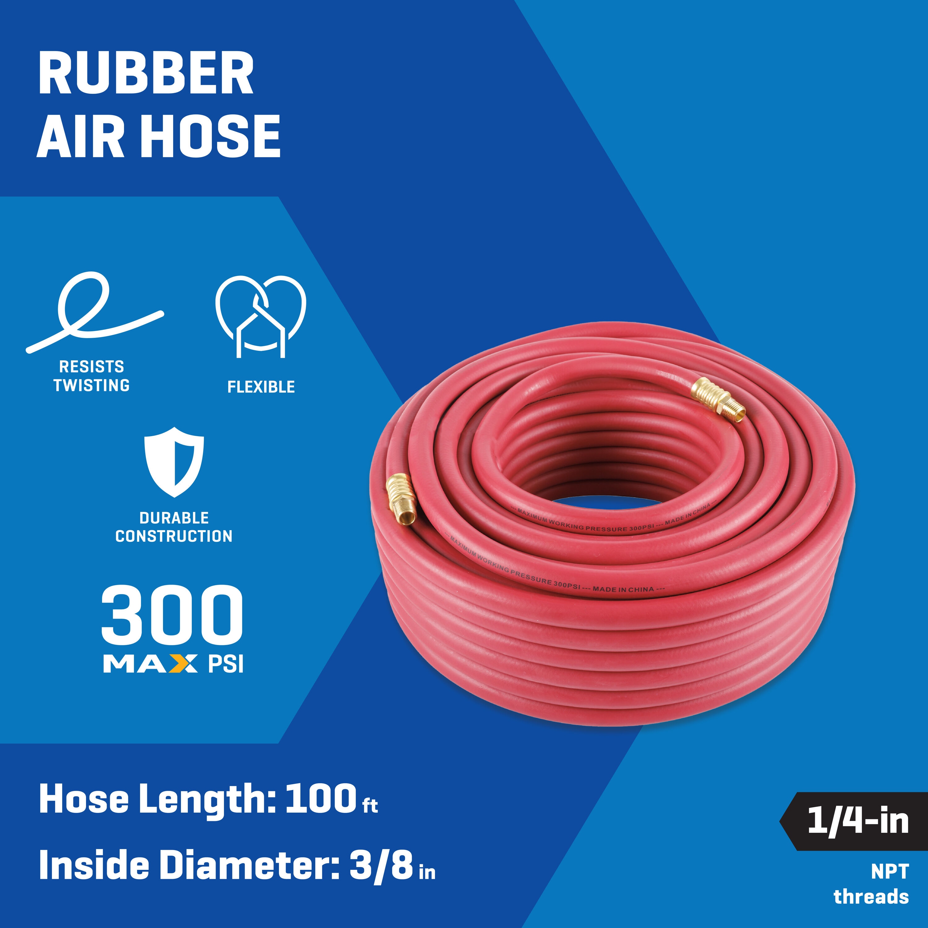 Reelcraft 601148-100 - 1/2 x 100 ft. Low Pressure Rubber Air Hose by FastoolNow