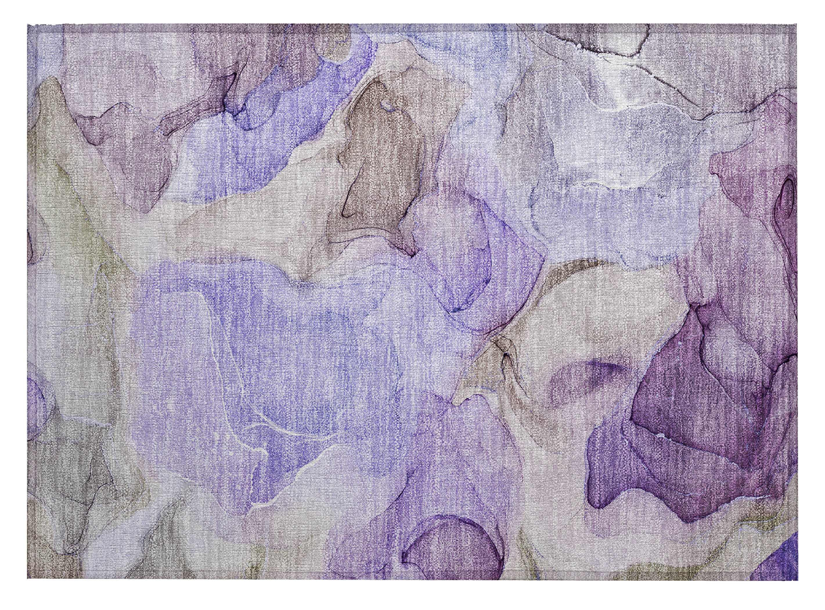 Purple Watercolor Pattern Rectangular Synthetic Area Rug