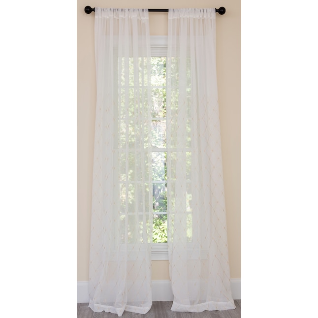 Manor Luxe 84 In Gold Polyester Sheer, White Curtains Gold Rod