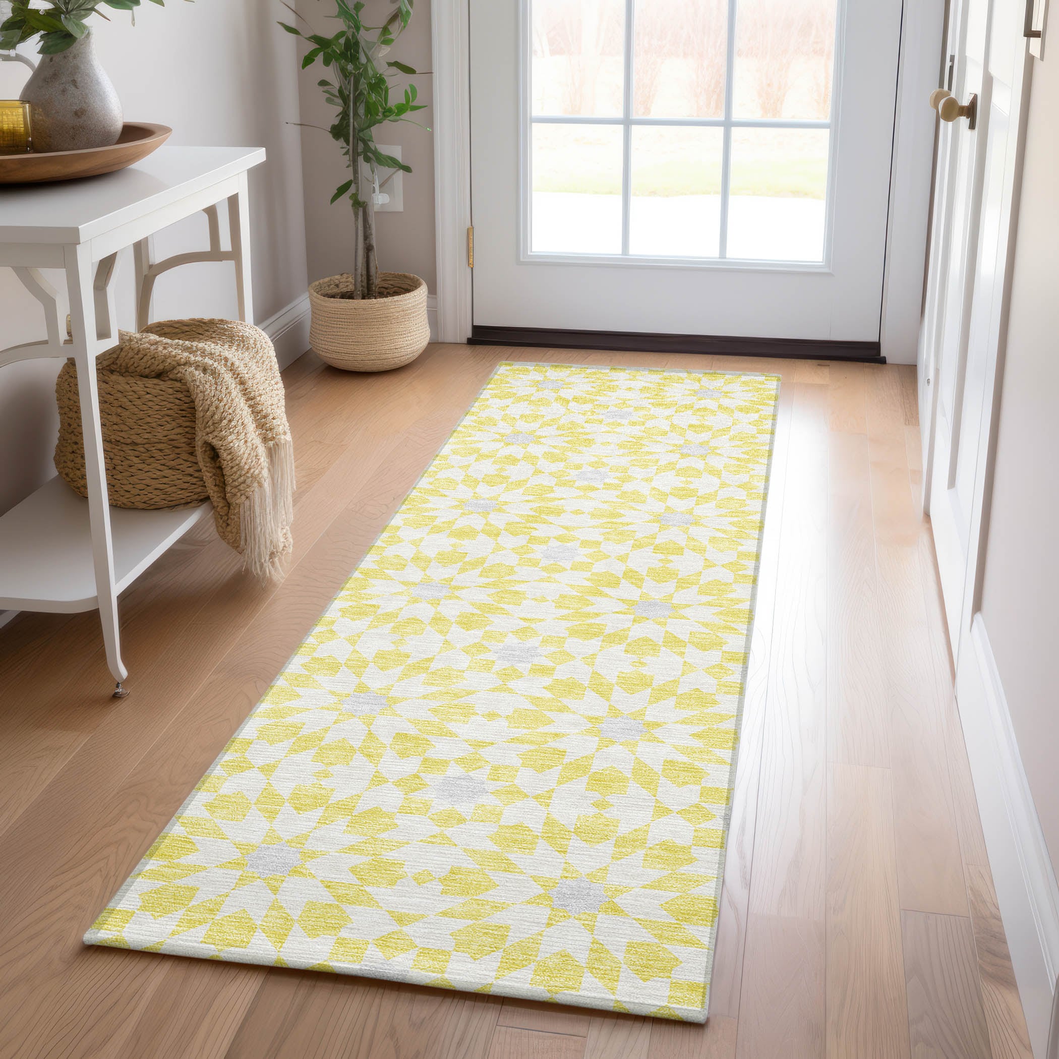Addison Rugs ACN734YE2X8 Chantille ACN734YE 2 x 7 (ft) Polyester Yellow Rectangular Indoor/Outdoor Geometric Machine washable Area rug