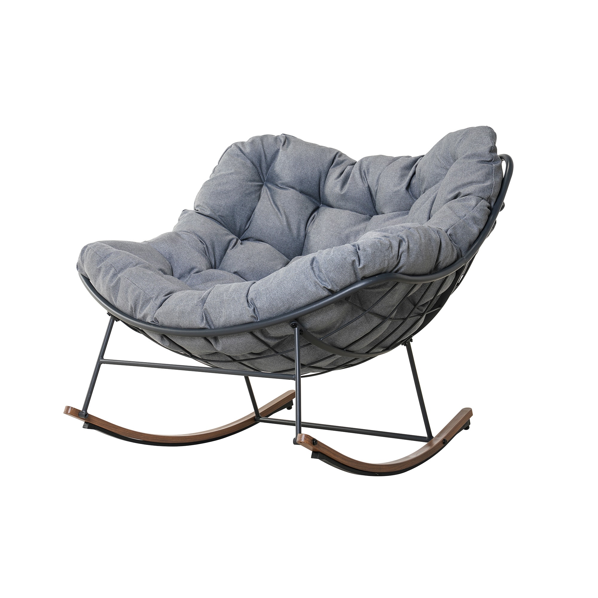 Upland LY CHAIR Rocker Chair Gray Metal Frame Swivel Rocking Chair with Gray Solid Seat