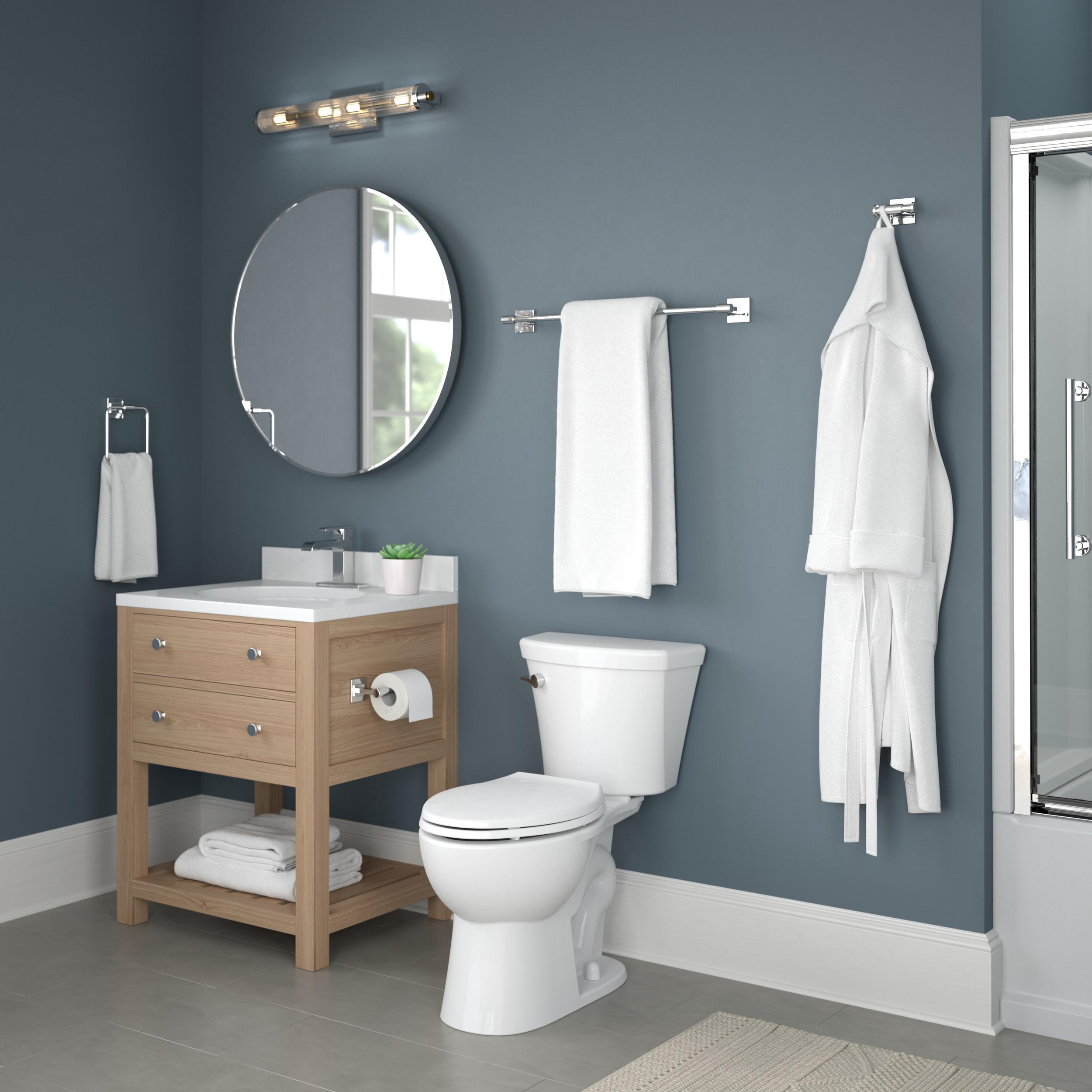Chrome Modern Bath Accessories Towel Bar Ring Toilet Bathroom