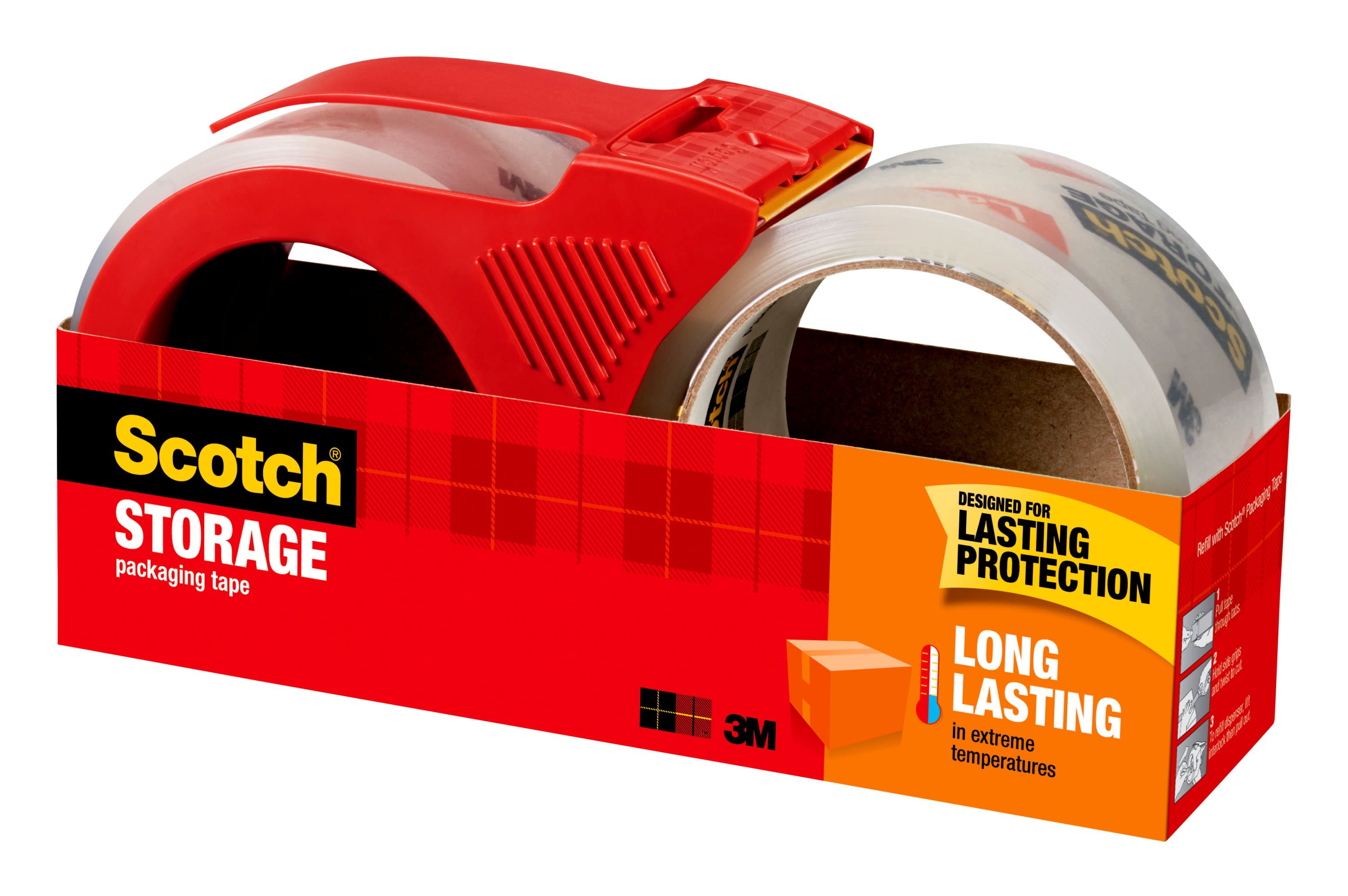 - 2 Pack 6 Rolls Scotch Long Lasting Storage Packaging Tape 1.88 Inches x 54.6 Yards 3650-6 