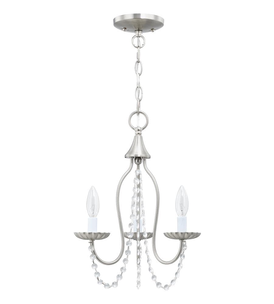 Alessia Brushed Nickel 3-Light Mini Chandelier with Crystal Accents