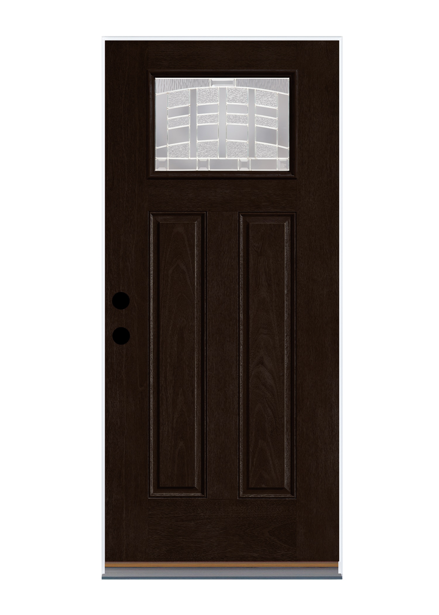 Therma-Tru Benchmark Doors Emerson 36-in x 80-in Fiberglass Craftsman Left-Hand Outswing Dark Elm Stained Prehung Single Front Door Insulating Core -  TTB639036SOS