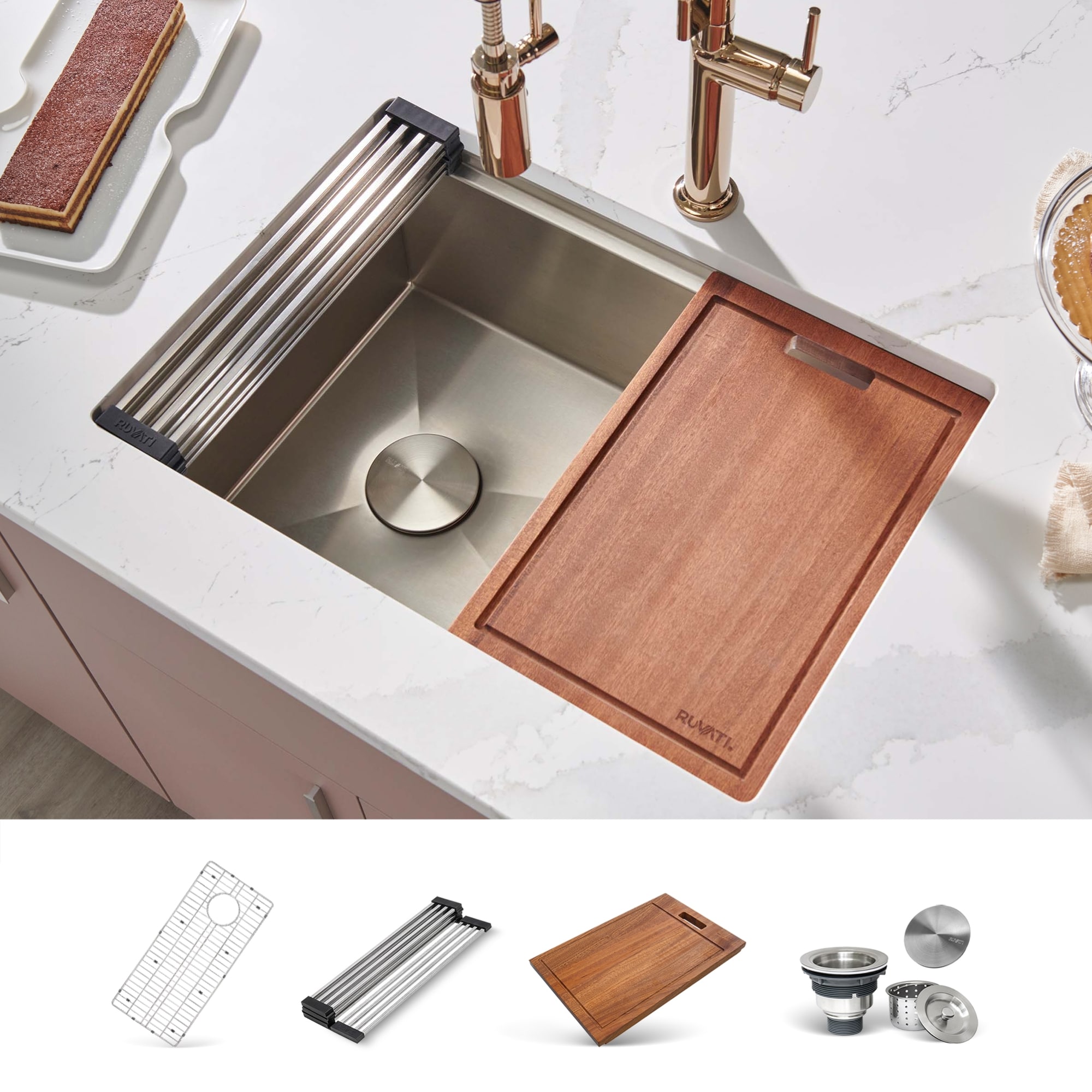 Ruvati Veniso Undermount 27-in x 19-in Stainless steel Single bowl 16 -Gauge Kitchen Sink