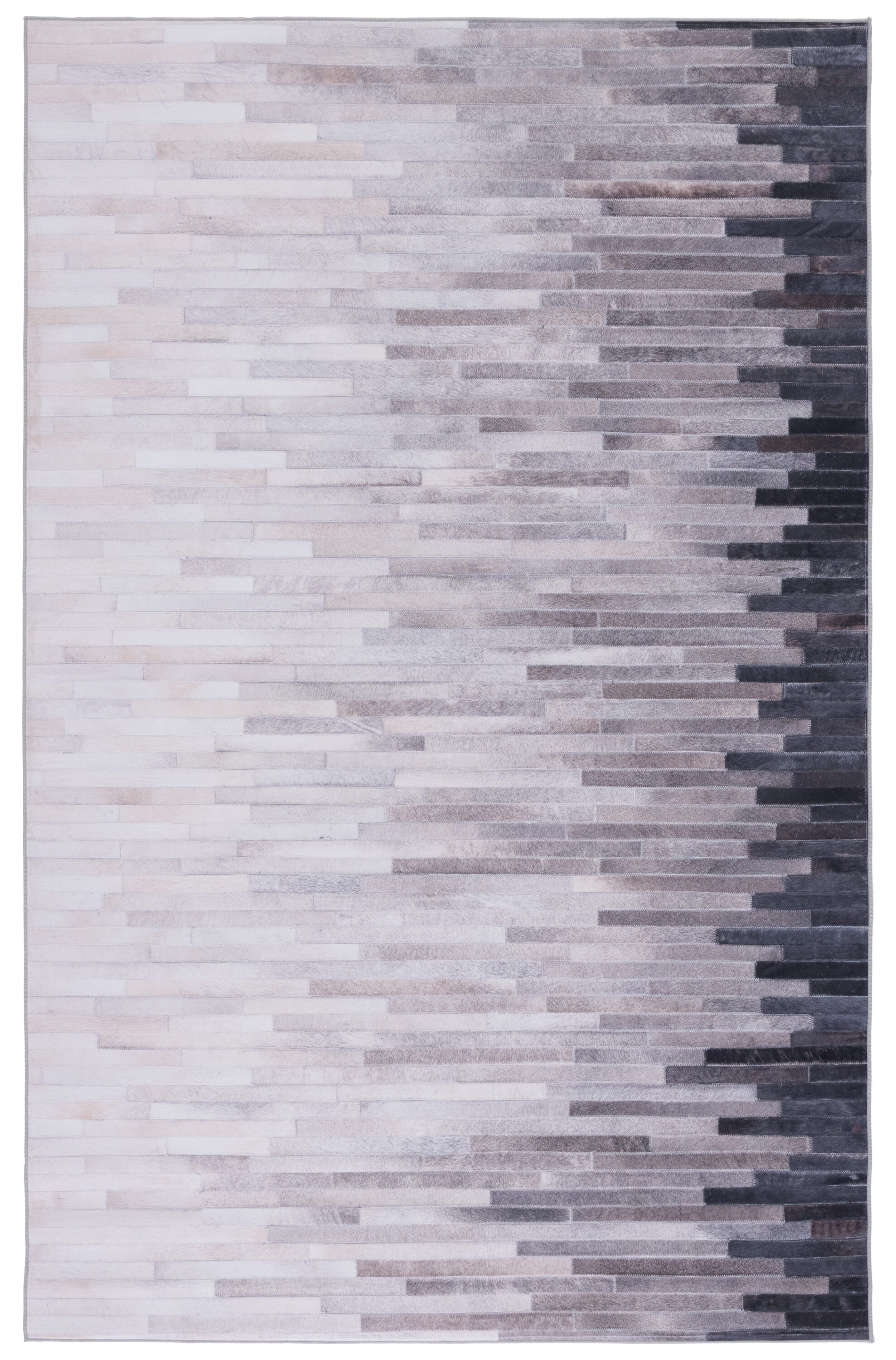 Gray Rectangular Hand-Knotted Faux Fur Rug, 3' x 5'