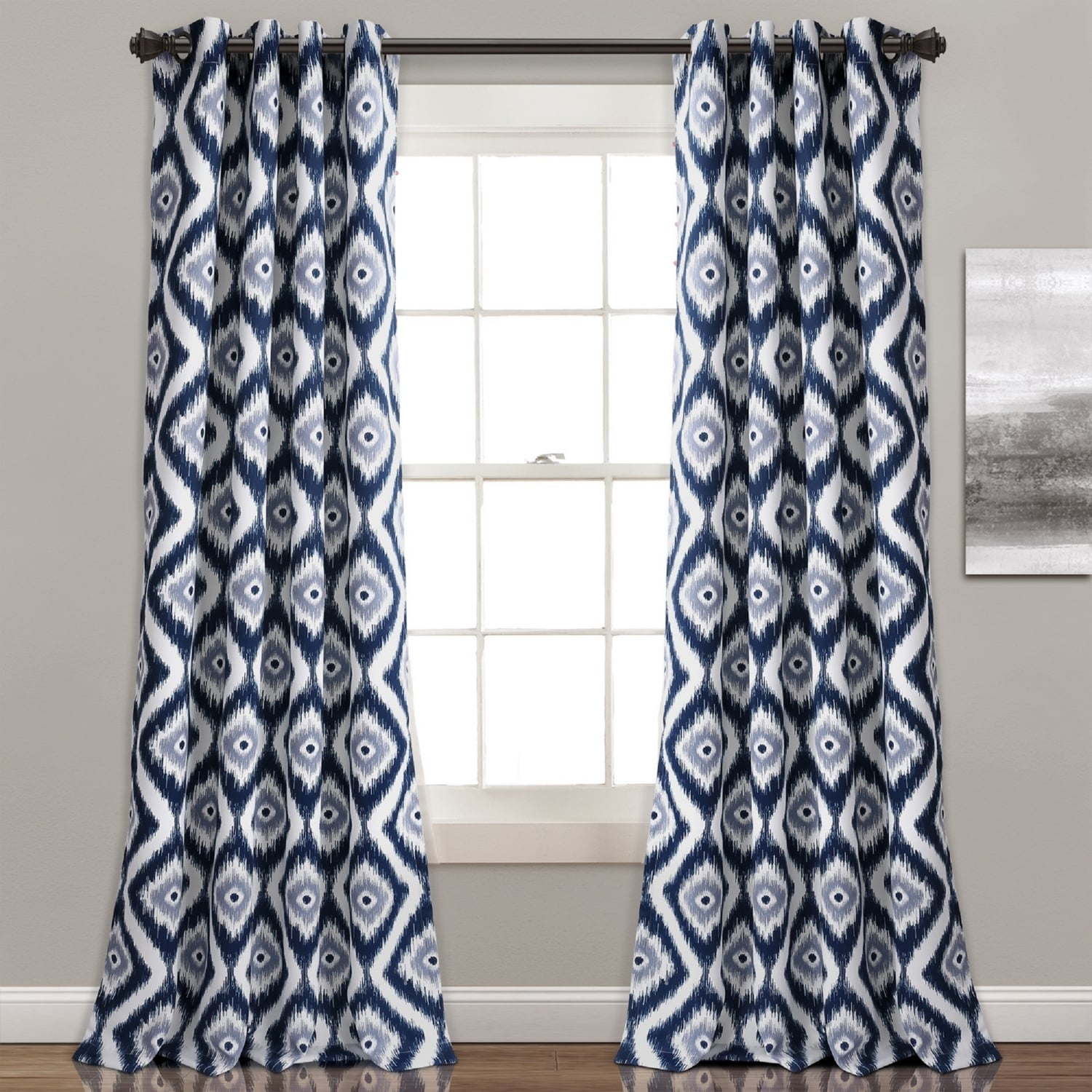 Lush Decor 16T001639 84-Inches Navy Light filtering Grommet Curtain panel pair