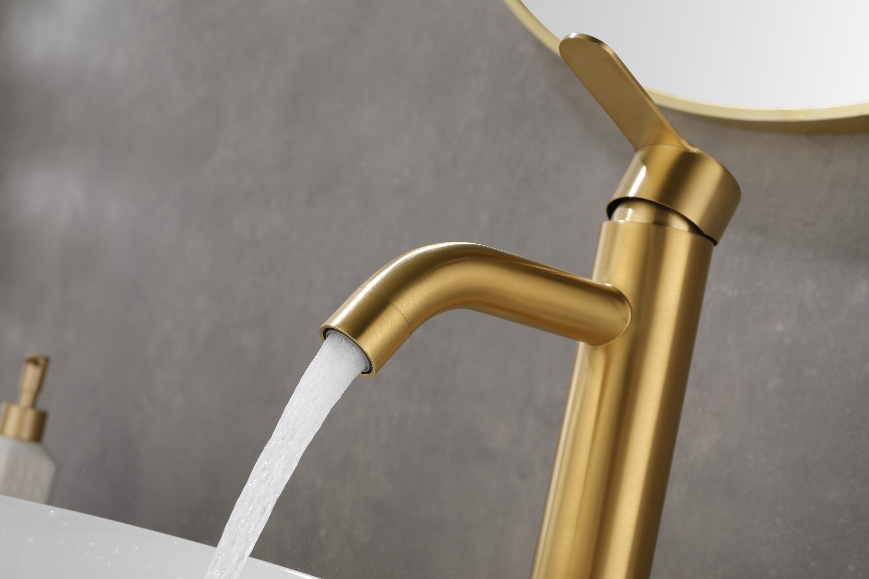 Brushed Gold Stainless Steel Single Handle Waterfall Faucet