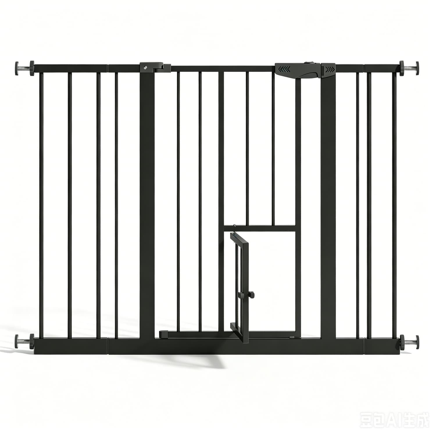 OGETFUUR Extendable Baby Gate 29.5-44.1 Inch Wide Walk Through Double-lock with Steel Frame Impact Resistant with Pressure Mount No Tools Easy Installation for Stairs Doorways Hallways Black