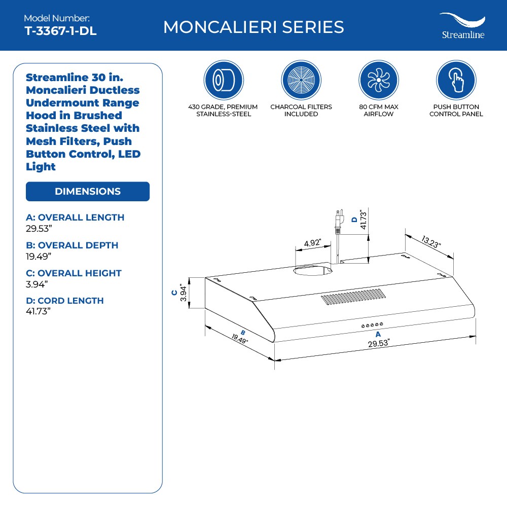 Streamline T-3367-1-DL Undercabinet-Range-Hoods - View #9